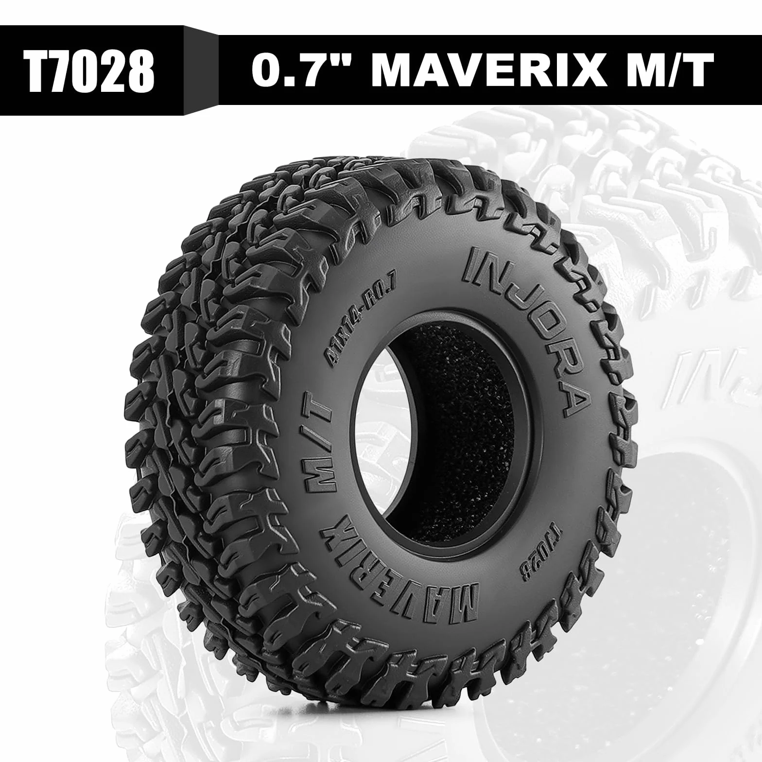 INJORA 41 * 14 mm 0,7" MAVERIX M/T opony do 1/30 Axial SCX30 (T7028)