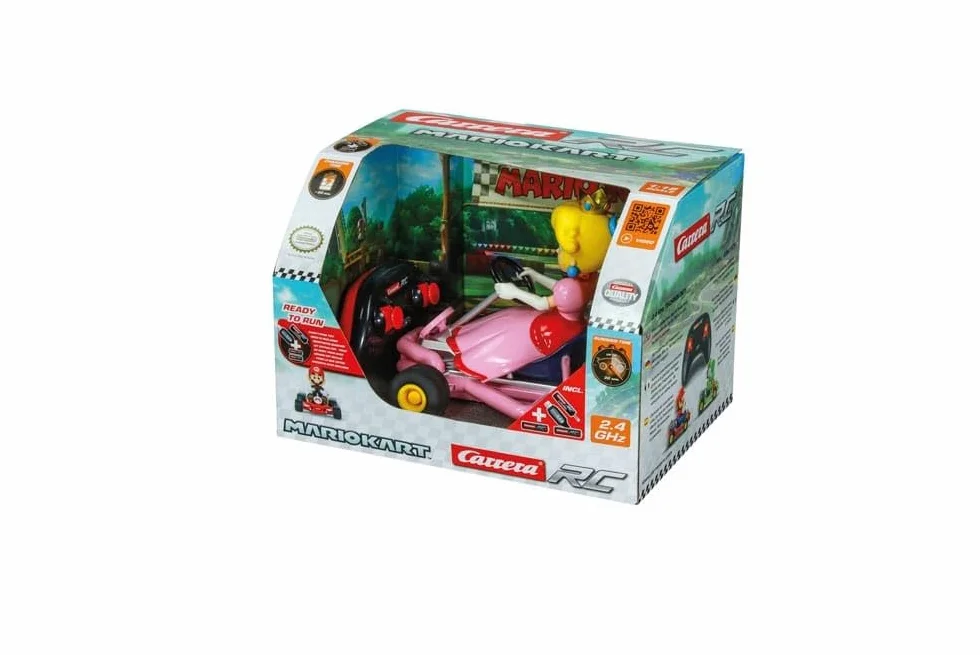 Carrera RC Mario Kart Pipe Kart brzoskwiniowy 2,4 GHz, oryginalny licencjonowany gokart do ekscytujących wyścigów, trwała, solidna konstrukcja, maksymalna prędkość 9 km/h, świetny prezent dla