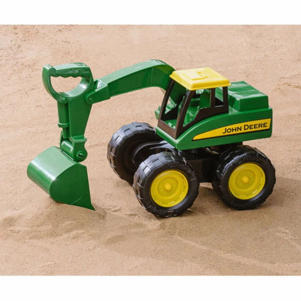 Traktor zabawkowy John Deere Big Scoop w kolorze zielonym, stabilna i wytrzymała zabawka dla dzieci koparka z tworzywa sztucznego do piaskownicy, do zabawy i zbierania, od 3 lat, dla dzieci samochody, zabawka dla chłopców