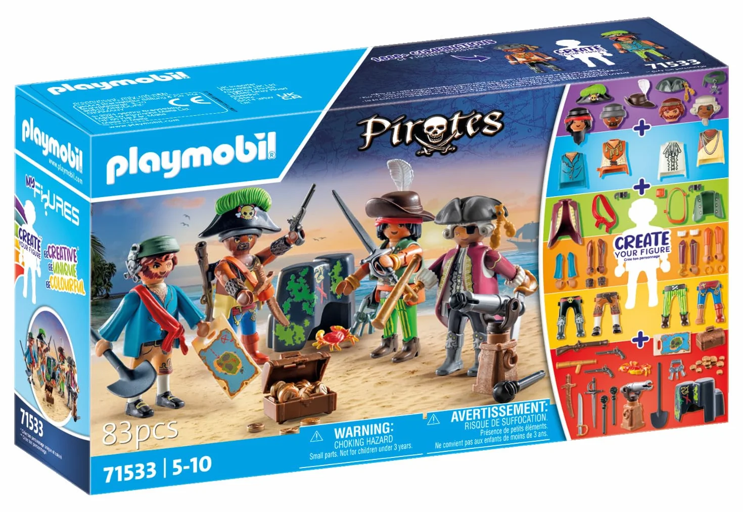 PLAYMOBIL Pirates 71533 My Figures: Piraci, Składanie różnorodnych figurek piratów, w zestawie mapy skarbów i ozdoby do kapelusza pirackiego, zestaw odpowiedni dla dzieci od 5 roku życia