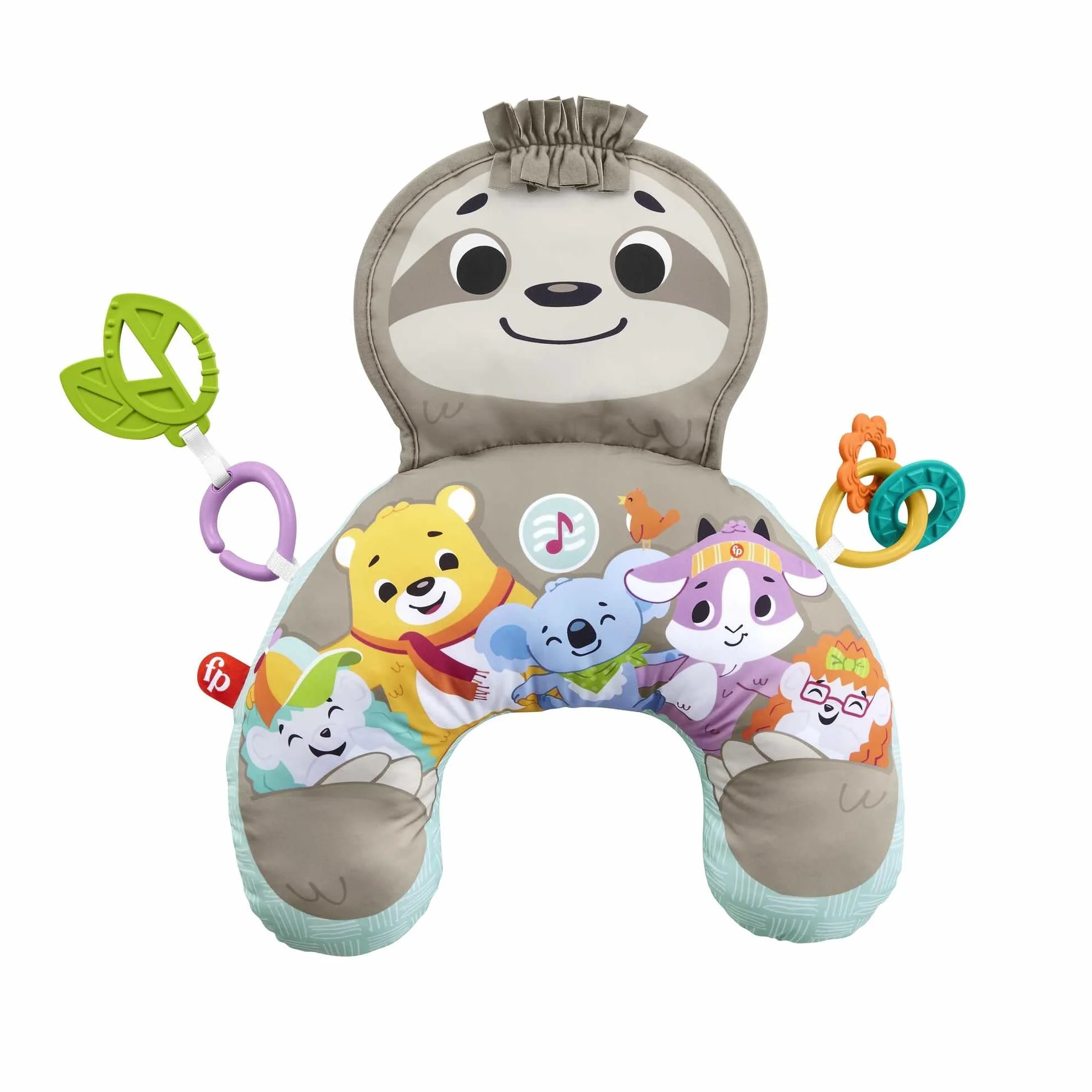 Fisher-Price Poduszka z wibracjami Muzyczny leniwiec z podparciem podczas zabawy na brzuszku + zabawki aktywizujące, GRR01