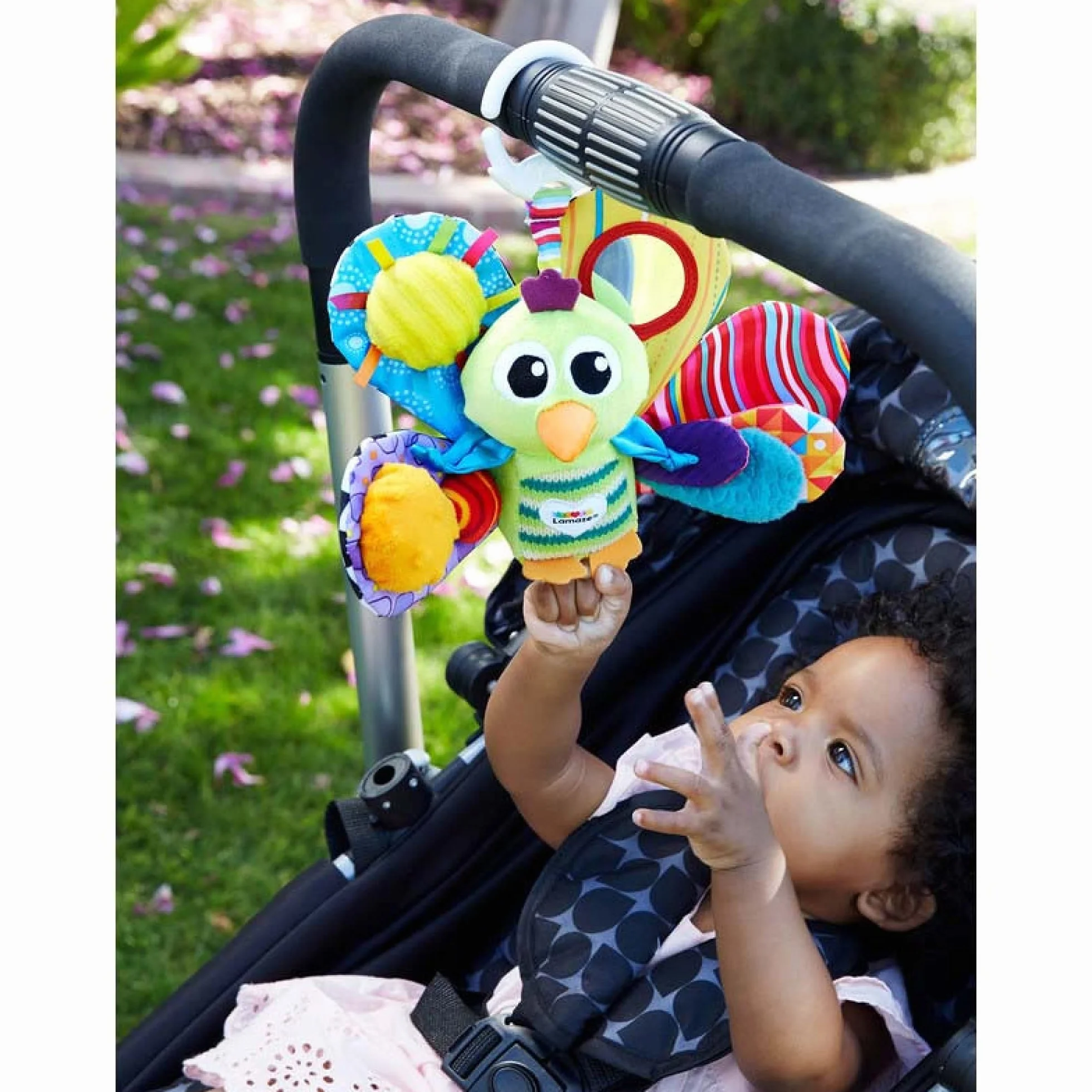 LAMAZE Jacques the Peacock, Clip on Pram and Pushchair Newborn Baby Toy, Sensory Toy for Babies Boys and Girls from 0 to 6 Months