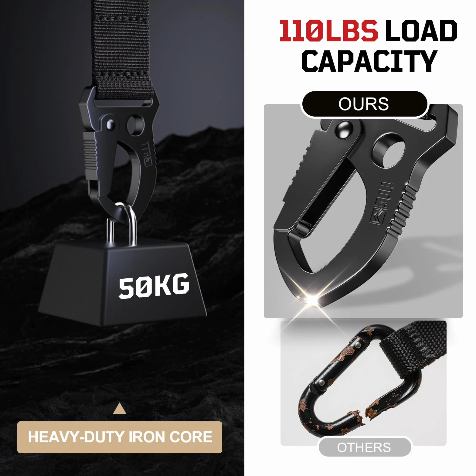 Molle klips metalowy 2 w 1 karabińczyk z mocowaniem T i szybkim zapięciem – uchwyt na klucze, akcesoria Molle na klucze, rękawice i narzędzia, pasuje do paska, kamizelki i plecaka