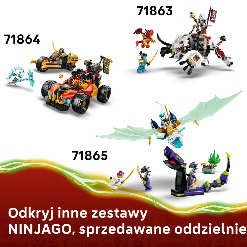 LEGO NINJAGO Smoczy mech Lloyda — zestaw bitewny, zabawka konstrukcyjna, klocki dla chłopca lub dziewczynki, ruchoma figurka mecha i trzy minifigurki ninja, prezent dla dziecka od 6 lat 71862