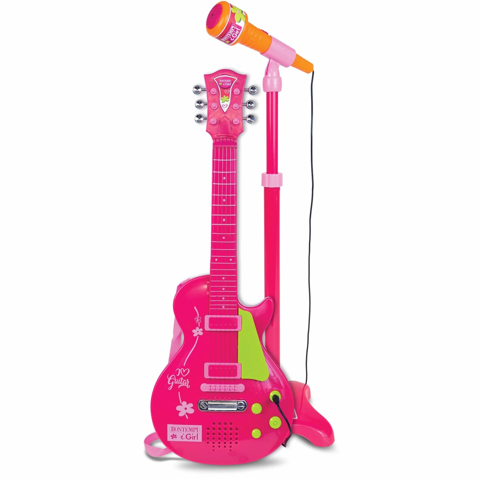 Bontempi Różowa Elektroniczna Gitara Rockowa z Mikrofonem 245872