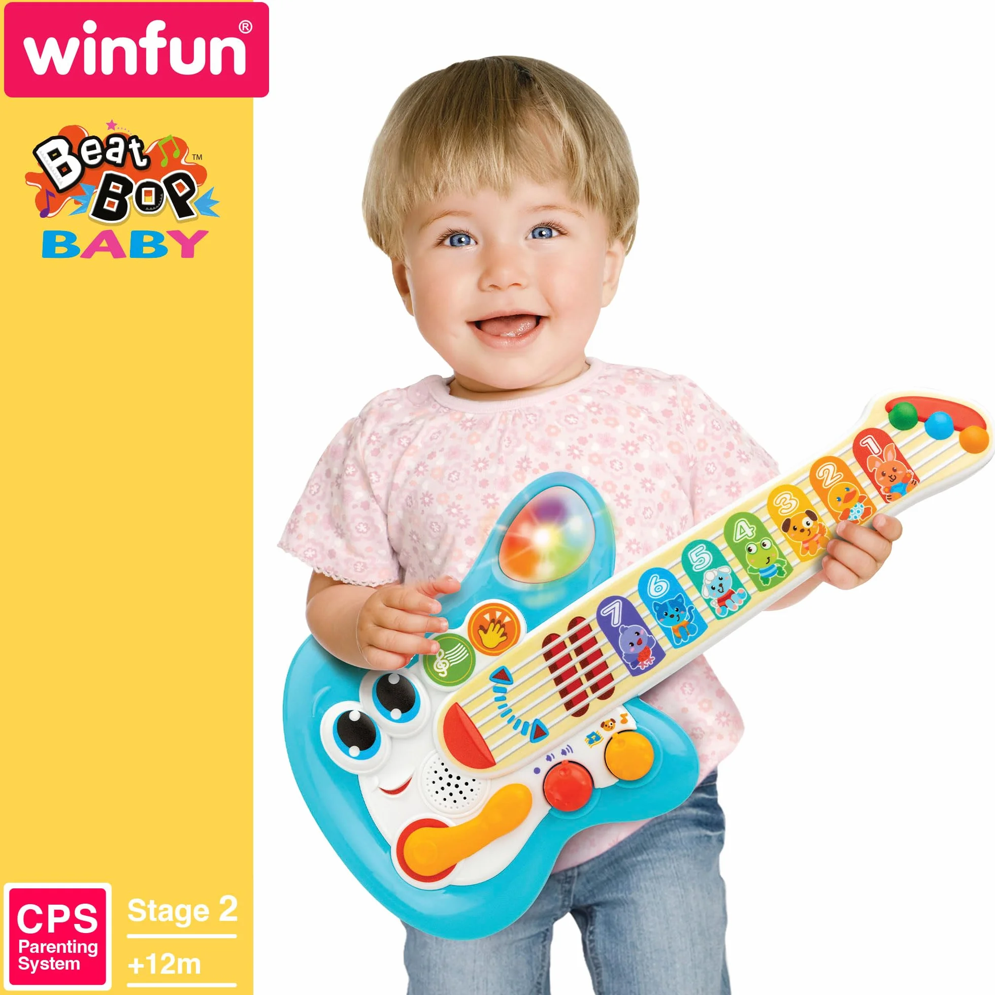 Winfun Gitara elektryczna dla dzieci z muzyką, światłem i dźwiękiem, zabawka muzyczna, prezent dla dziecka 1 rok