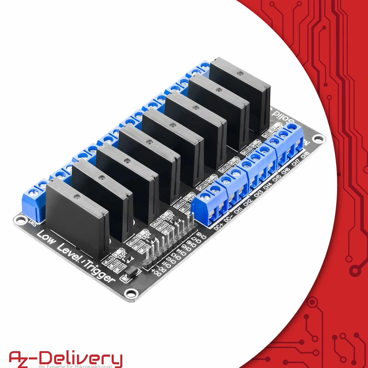 AZDelivery 5 x 8-kanałowy moduł przekaźnika 5 V DC Solid State Relais Low Level Trigger Power Switch Relais Board kompatybilny z Arduino i Raspberry Pi łącznie z eBook