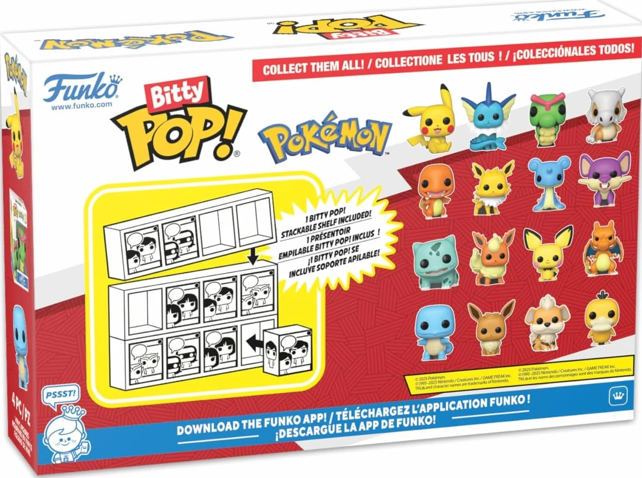 Funko Bitty Pop! Pokemon - Charmander - 4-pak - 0,9 cala (2,2 cm) kolekcjonerski - półka ekspozycyjna do układania w stos w zestawie - pomysł na prezent - torba imprezowa