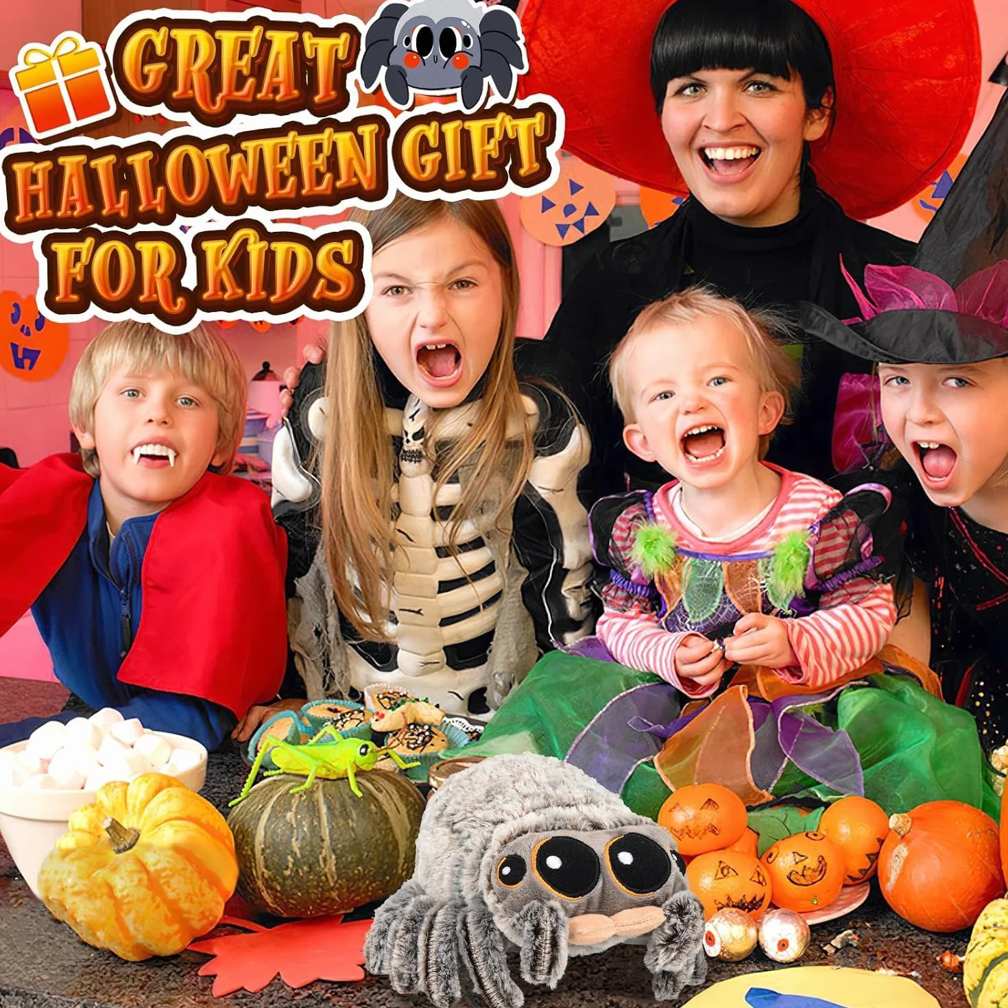 Pluszowa Zabawka Pająk 8,2 Cala Miękki Realistyczny Wypchany Pająk Duże Oczy Halloween