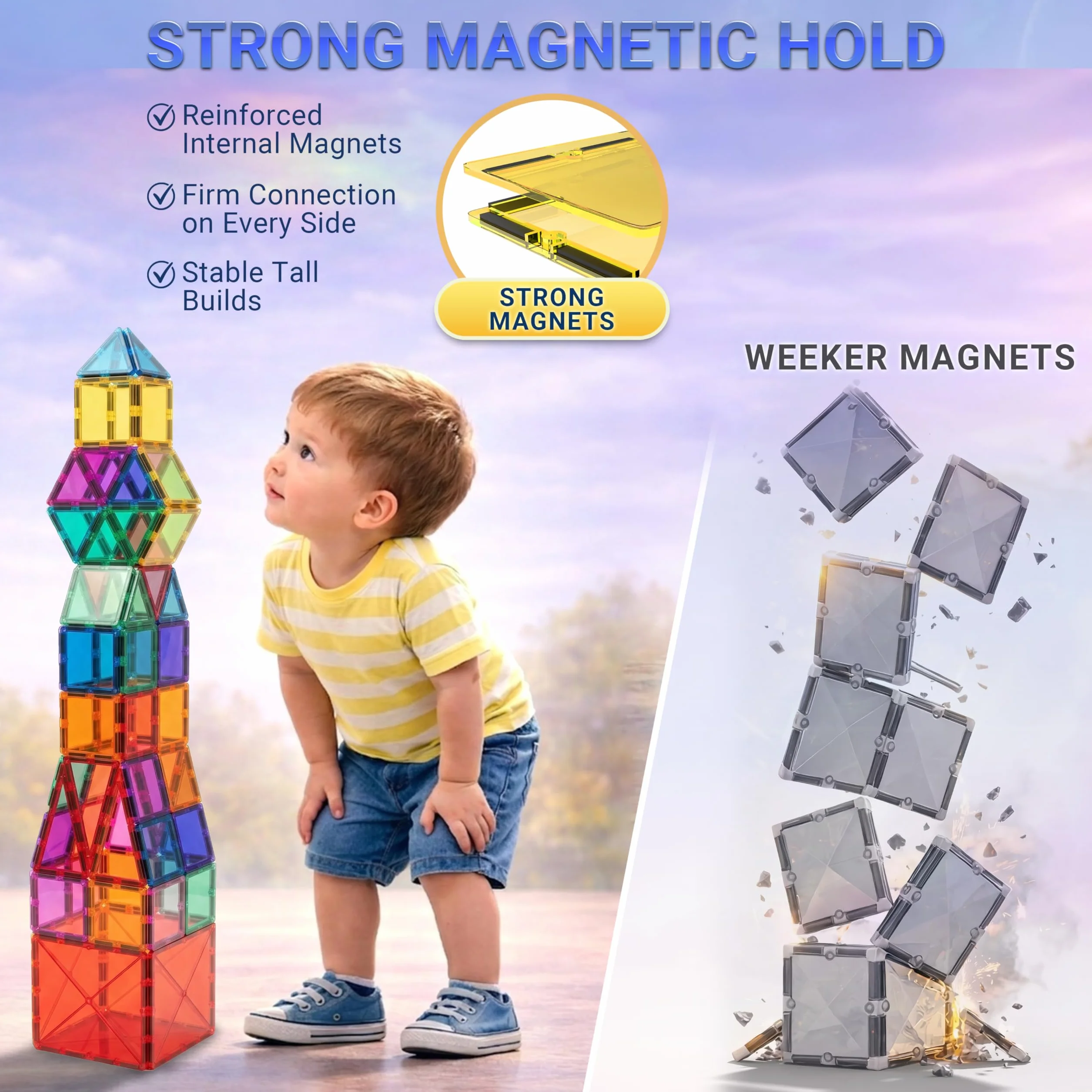 Desire Deluxe Montessori magnetyczne klocki XXL, wielokolorowe