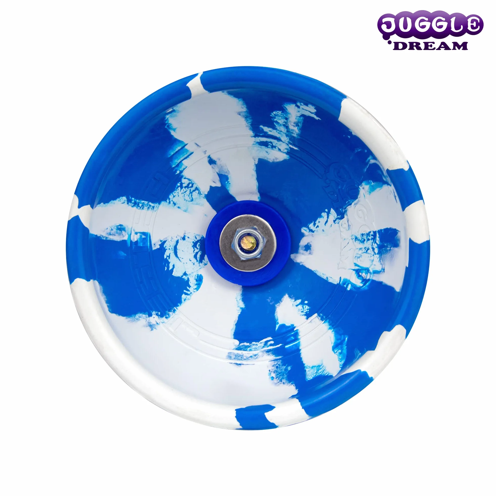 Juggle Dream Jester Diabolo Zestaw do żonglerki na mocnej osi, profesjonalny diabolo z pałeczkami ze szkła superszklanego, niebieska/biała