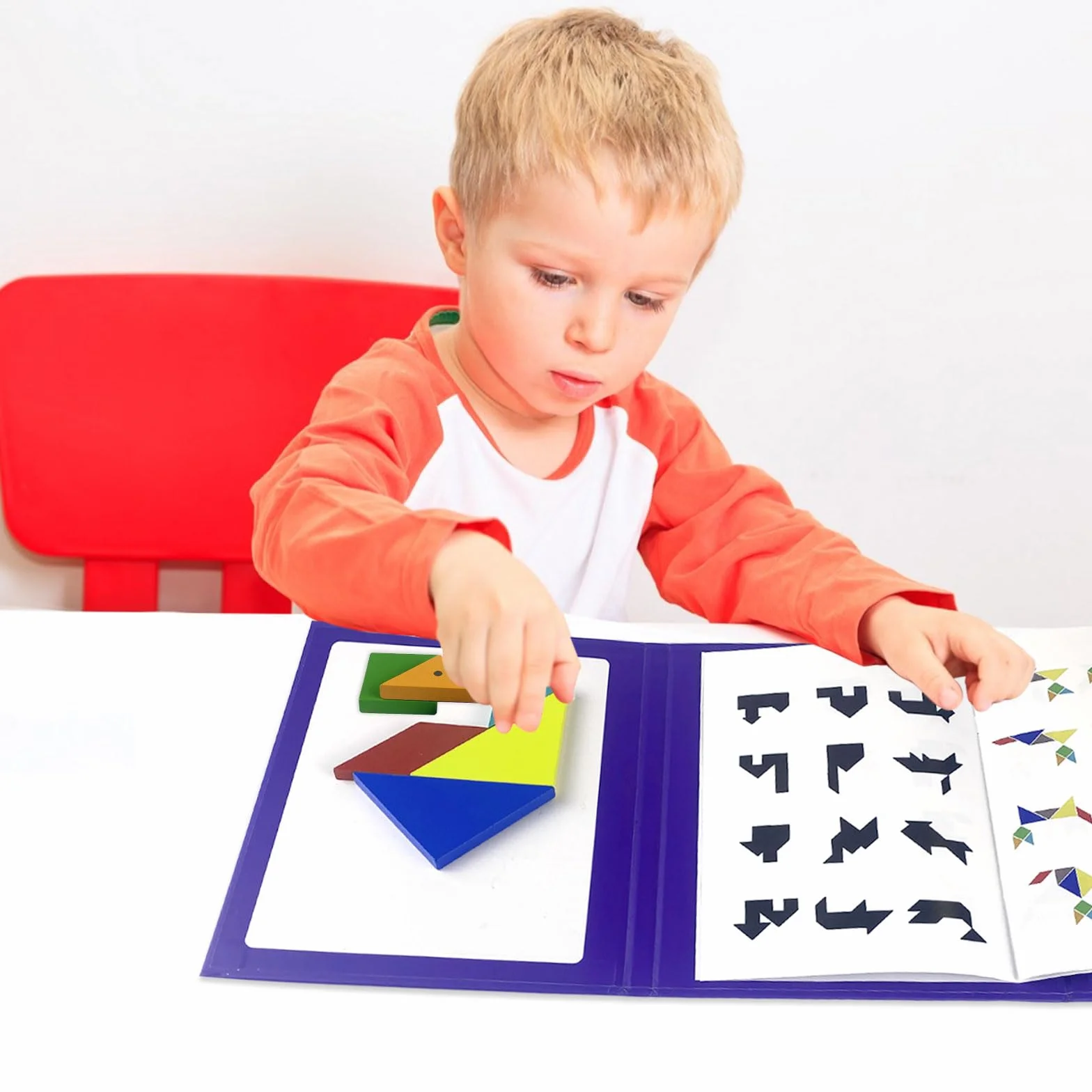 Magnetyczny tangram - geometryczne kształty, puzzle dla dzieci w wieku 3-7 lat
