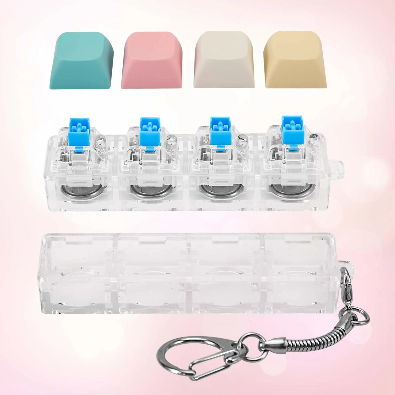 Fidget-Zabawka z Klawiatura dla Doroslych, Breloczek z Klawiatura Fidget ze Swiatlem LED Klawisz Fidget Clicker Zabawny Zabawka z Guzikami do Dekompresji Dekoracja (Kolor A)