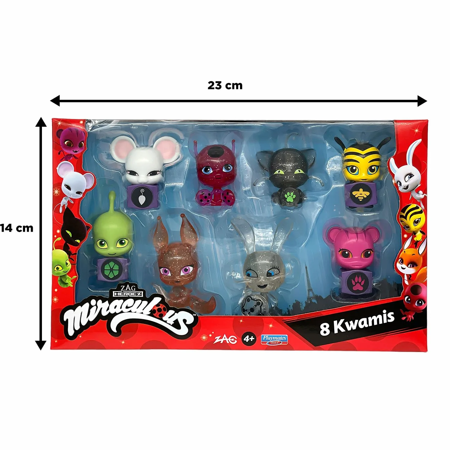 BANDAI Miraculous zestaw 8 figurek Kwamis kolekcja mini szkatulka zabawka od 4 lat