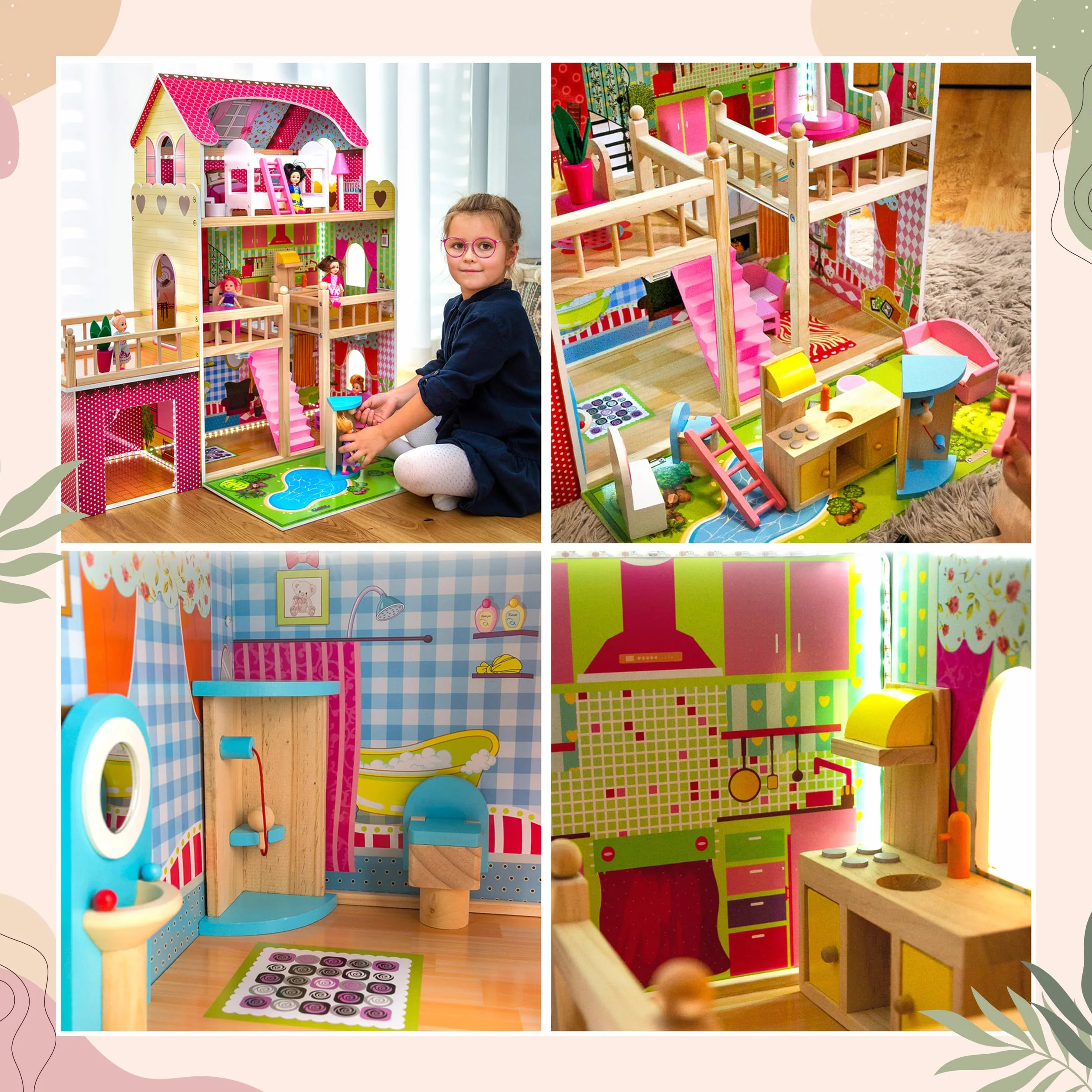 Kinderplay Gs0020 Drewniany Domek Dla Lalek