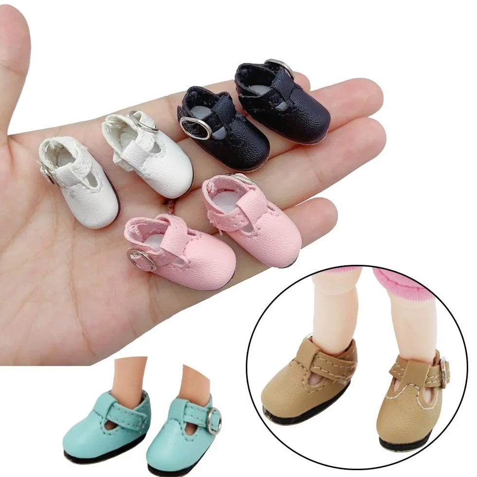 Skórzane buty z klamrą do 1/6 Blythe Momoko AZONE Doll buty na co dzień akcesoria do kostiumu 2,8 * 1,2 cm (#B)