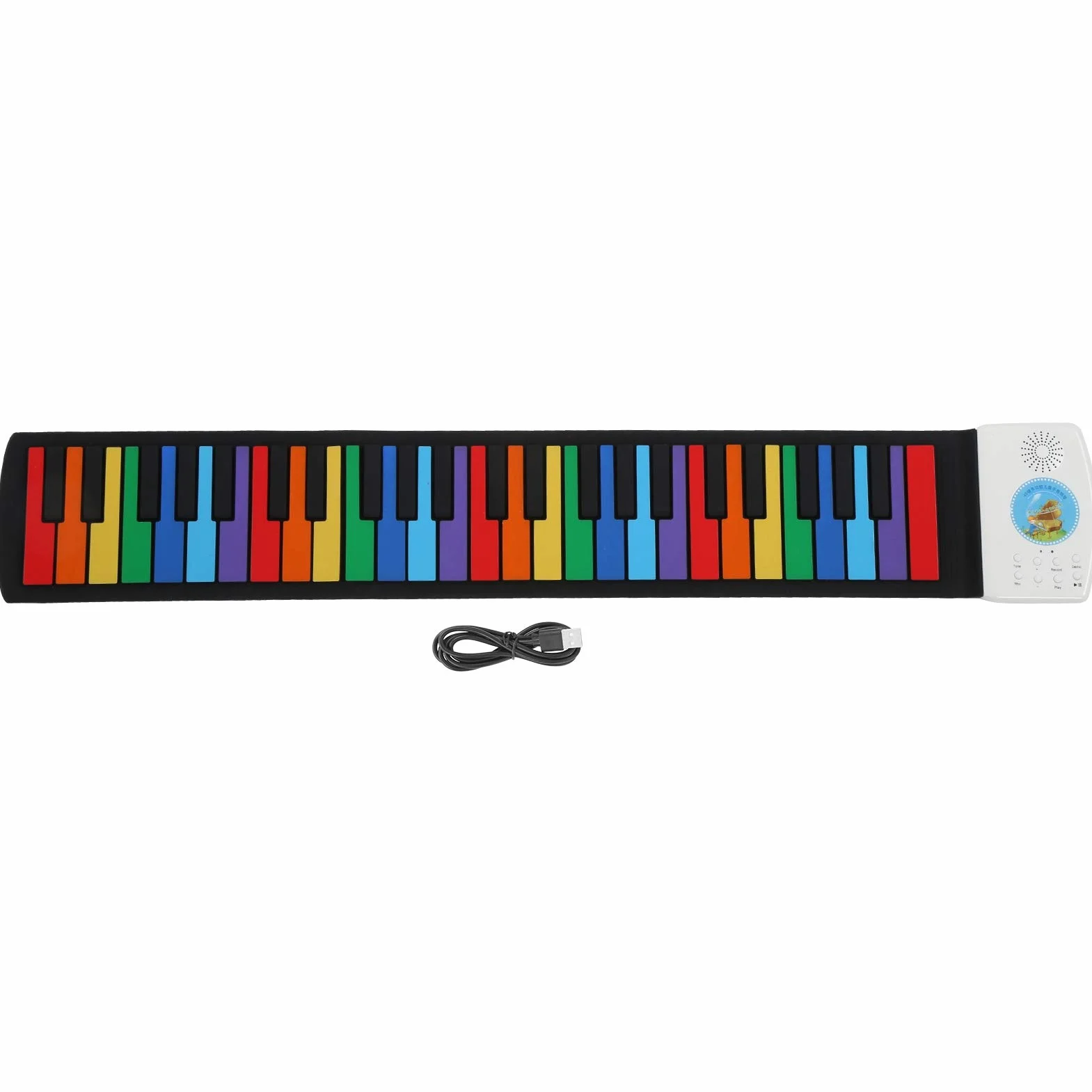 Roll Up Piano, Silikonowe 49 Klawiszy Roll Up Piano Rainbow Color Ręcznie Rolowane Klawiatury Fortepianowe Świąteczny Urodzinowy