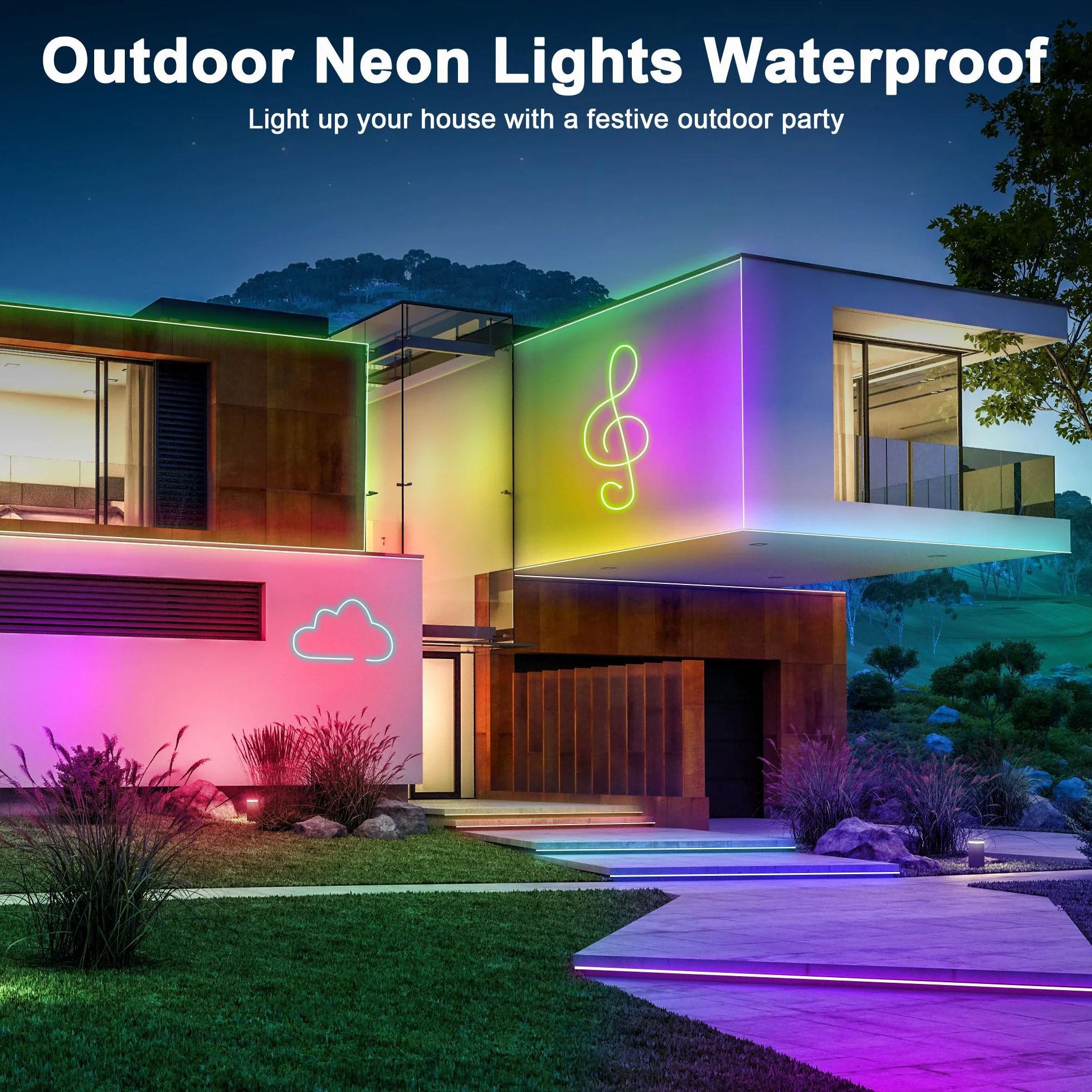 Taśma LED Neon 10M, taśma LED DIY z aplikacją/pilotem, synchronizacja muzyki, światło LED Neon do pokoju gier, wodoodporne, do wewnątrz i na zewnątrz, dekoracja pokoju