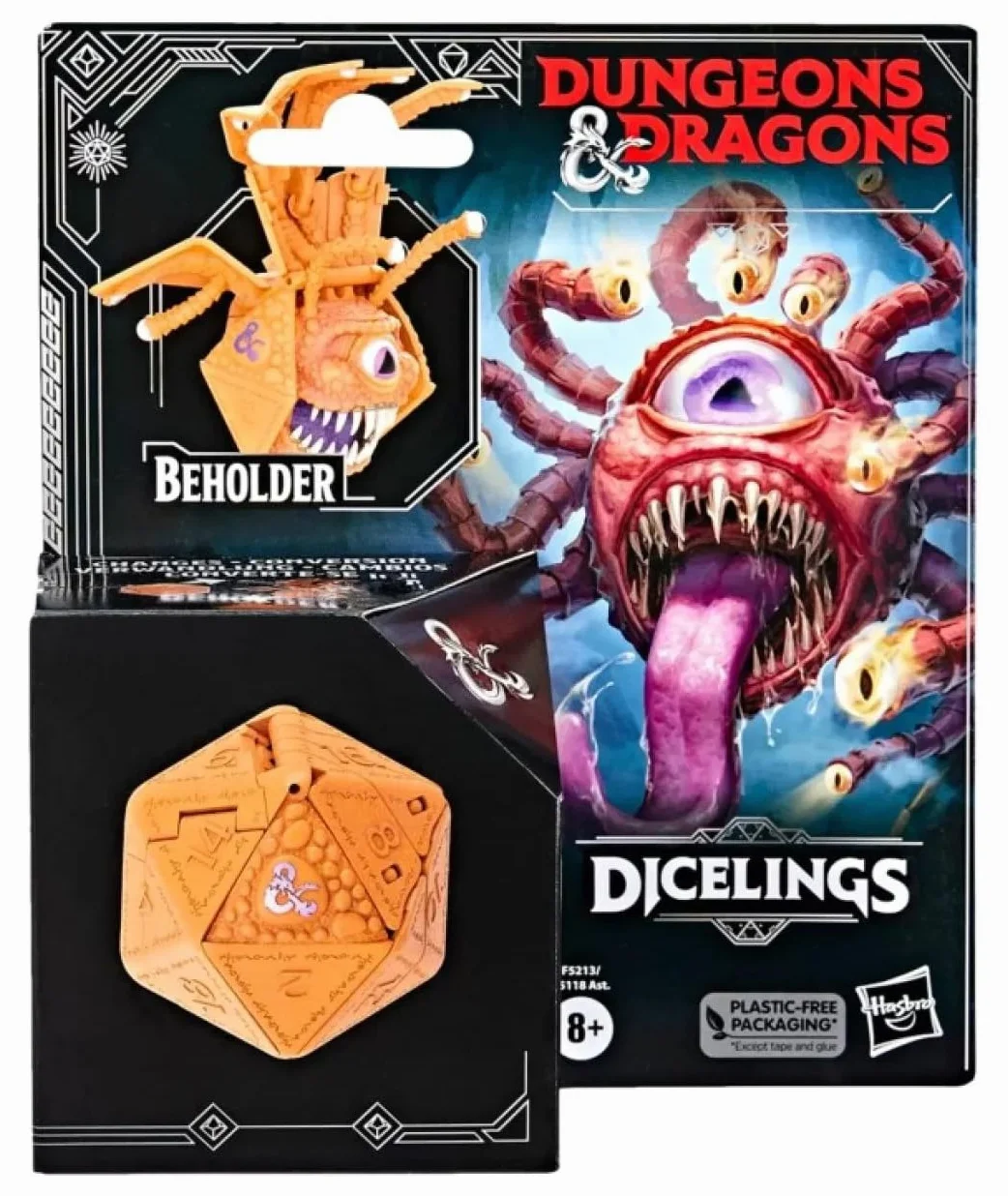 Hasbro - Dungeons & Dragons Avalon Hill, Dicelings Beholder, Monstruo D&D Coleccionable, Dado d20 Gigante Que se Convierte en Figura de acción, Dados para Juego de rol,F5213