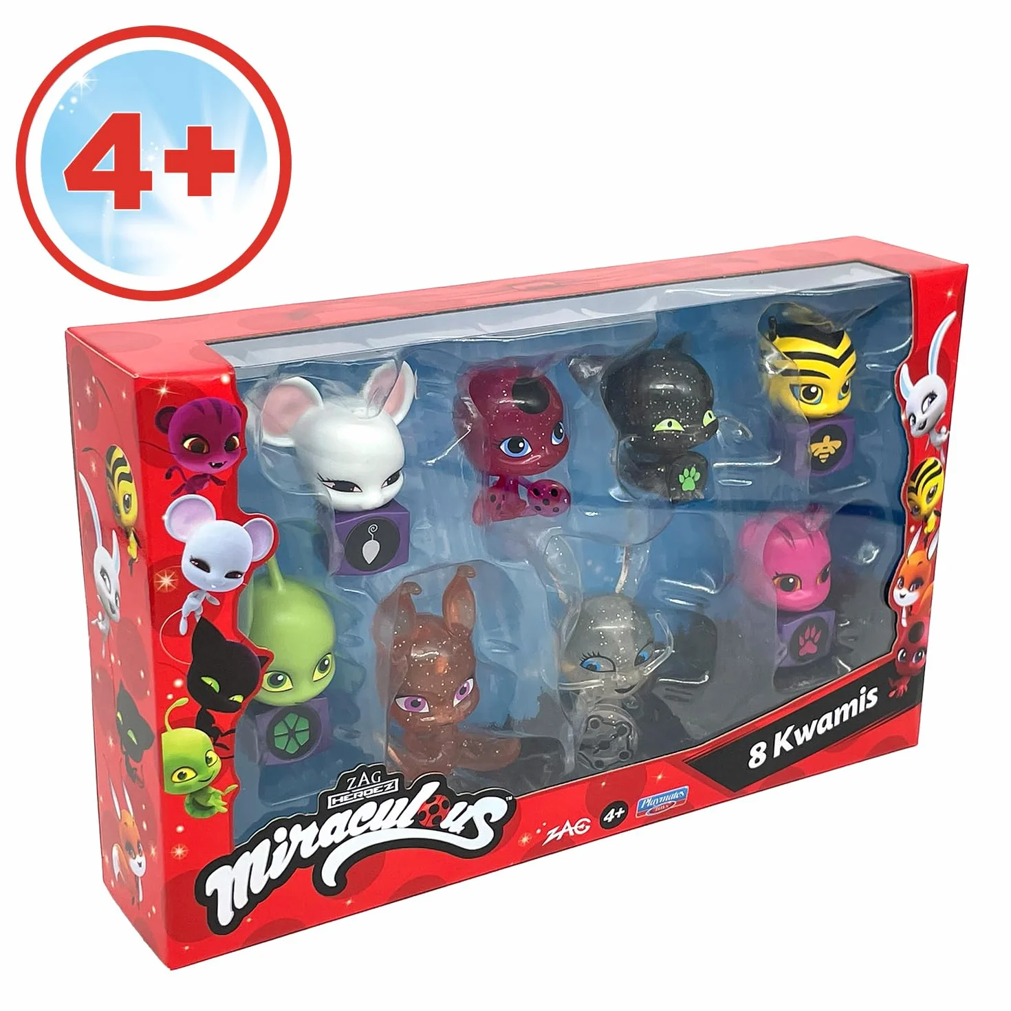 BANDAI Miraculous zestaw 8 figurek Kwamis kolekcja mini szkatulka zabawka od 4 lat