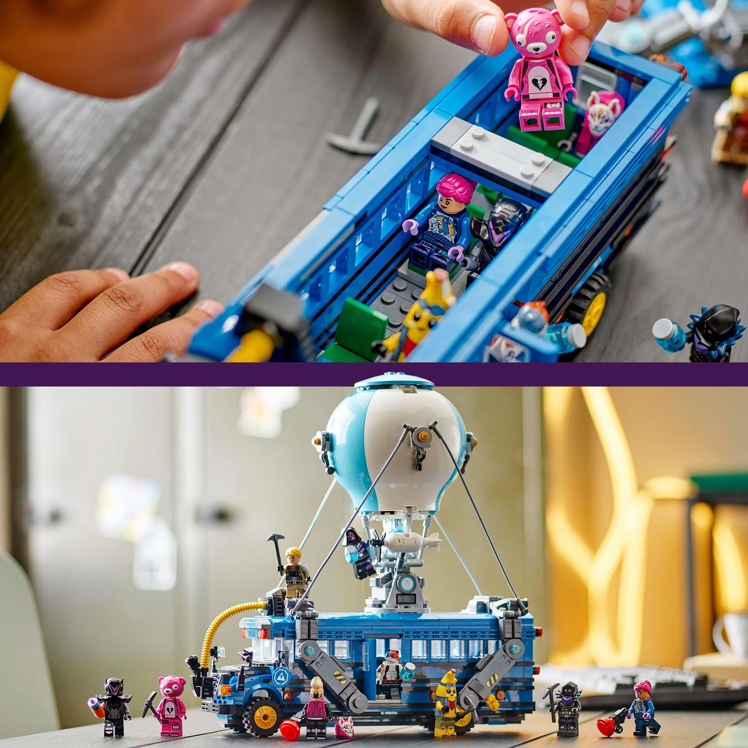 LEGO Fortnite Bus Bojowy, Kolekcjonerska Zabawka dla 10-latka do Zbudowania z 9 Minifigurkami, Zestaw z Pojazdem dla Chłopca i Dziewczynki, Pomysł na Prezent dla Gracza, 77073