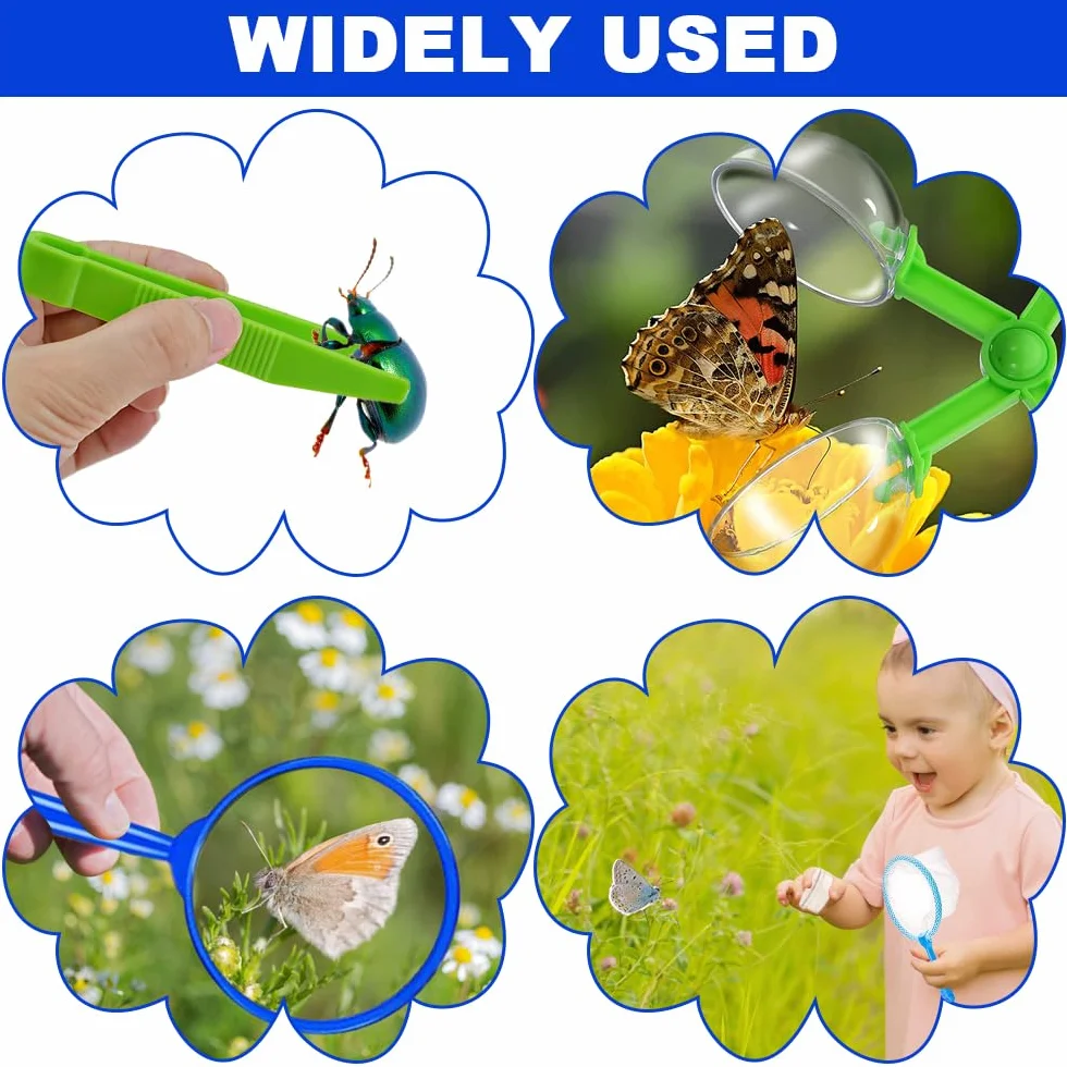 Zestaw do eksploracji dzieci, pudełko na owady dla dzieci, szkło powiększające, siatka do łapania, plecak, zabawka zewnętrzna dla dzieci, zestaw do odkrywania dzieci dla chłopców i dziewcząt w