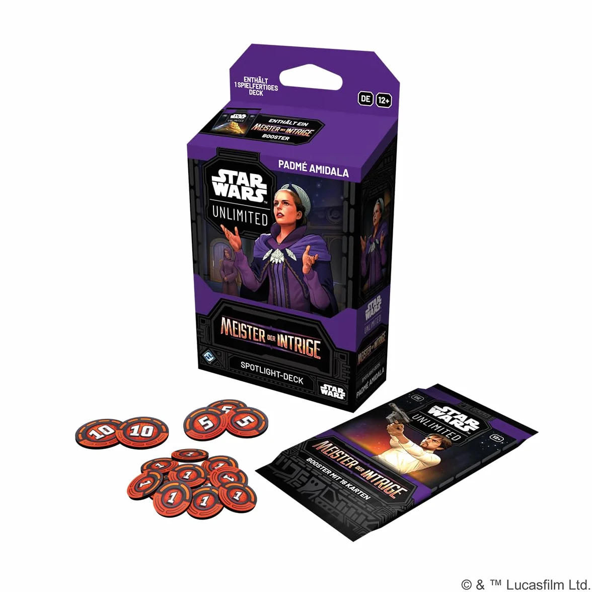 Asmodee - FFG - Star Wars: Unlimited Trading Card Game - Mistrz Intrygi - Spotlight Deck Padmé Amidala, ekskluzywne karty, TCG dla dzieci i dorosłych, wiek 12+, 2+ graczy, 20 minut, niemiecki