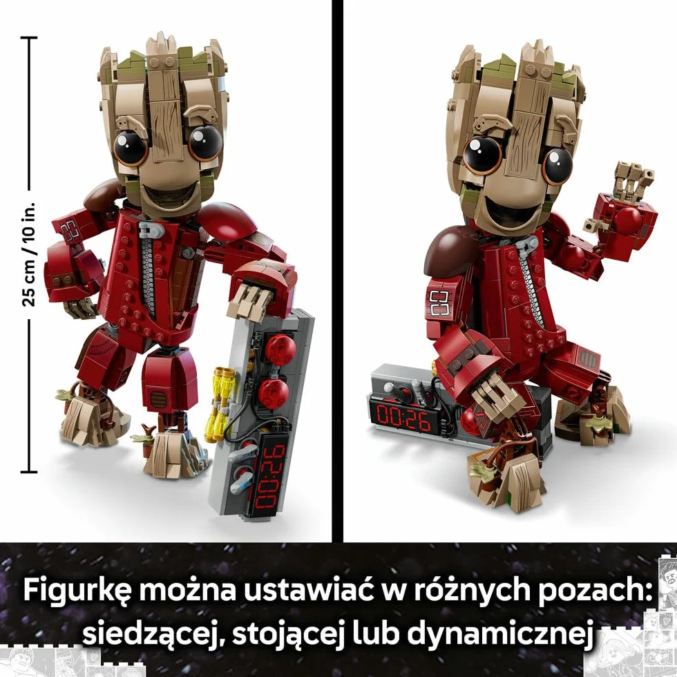 LEGO ǀ Marvel Groot w stroju Ravagera, zabawka dla dzieci do zbudowania, ruchoma figurka superbohatera z filmu Strażnicy Galaktyki Vol. 2, pomysł na prezent dla chłopców i dziewczynek od 10 lat 76341