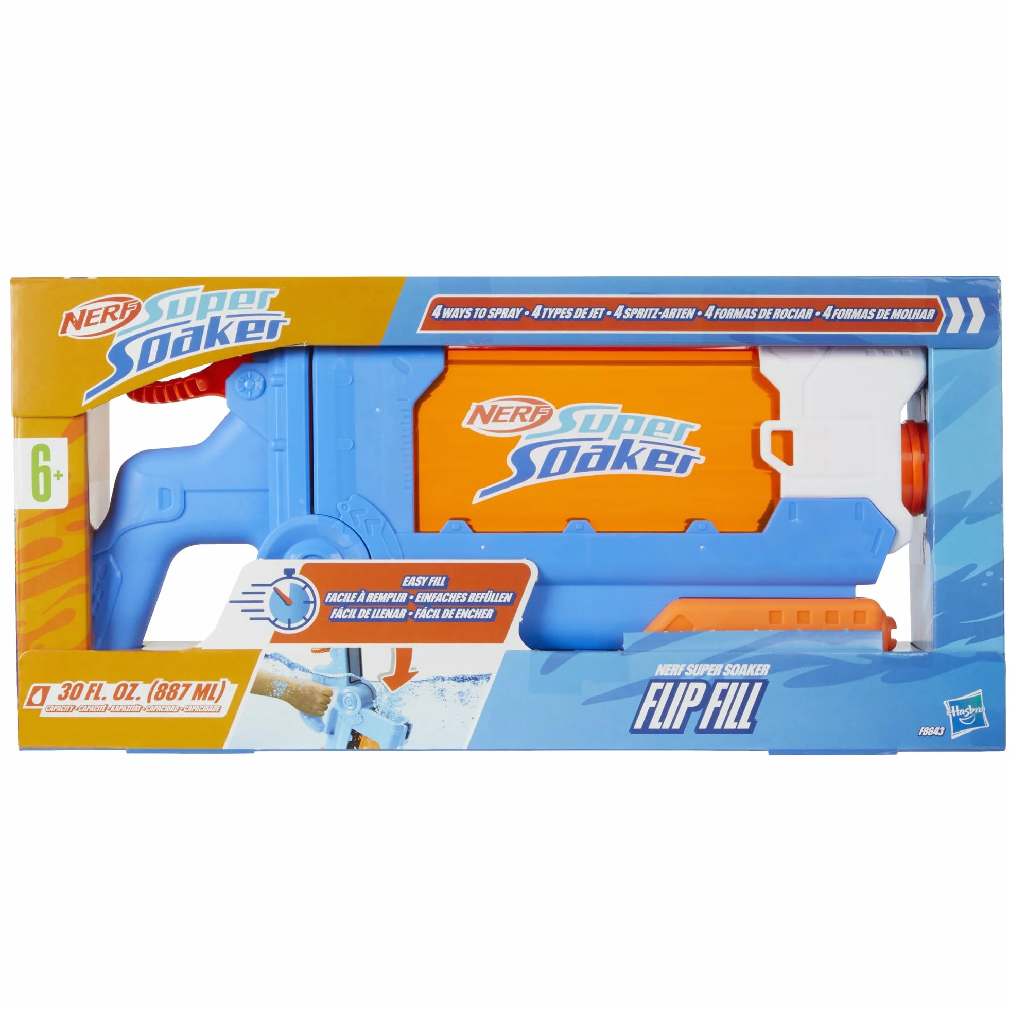 NERF Super Soaker Flip Fill Wyrzutnia wodna 887 ml, 4 style polewania