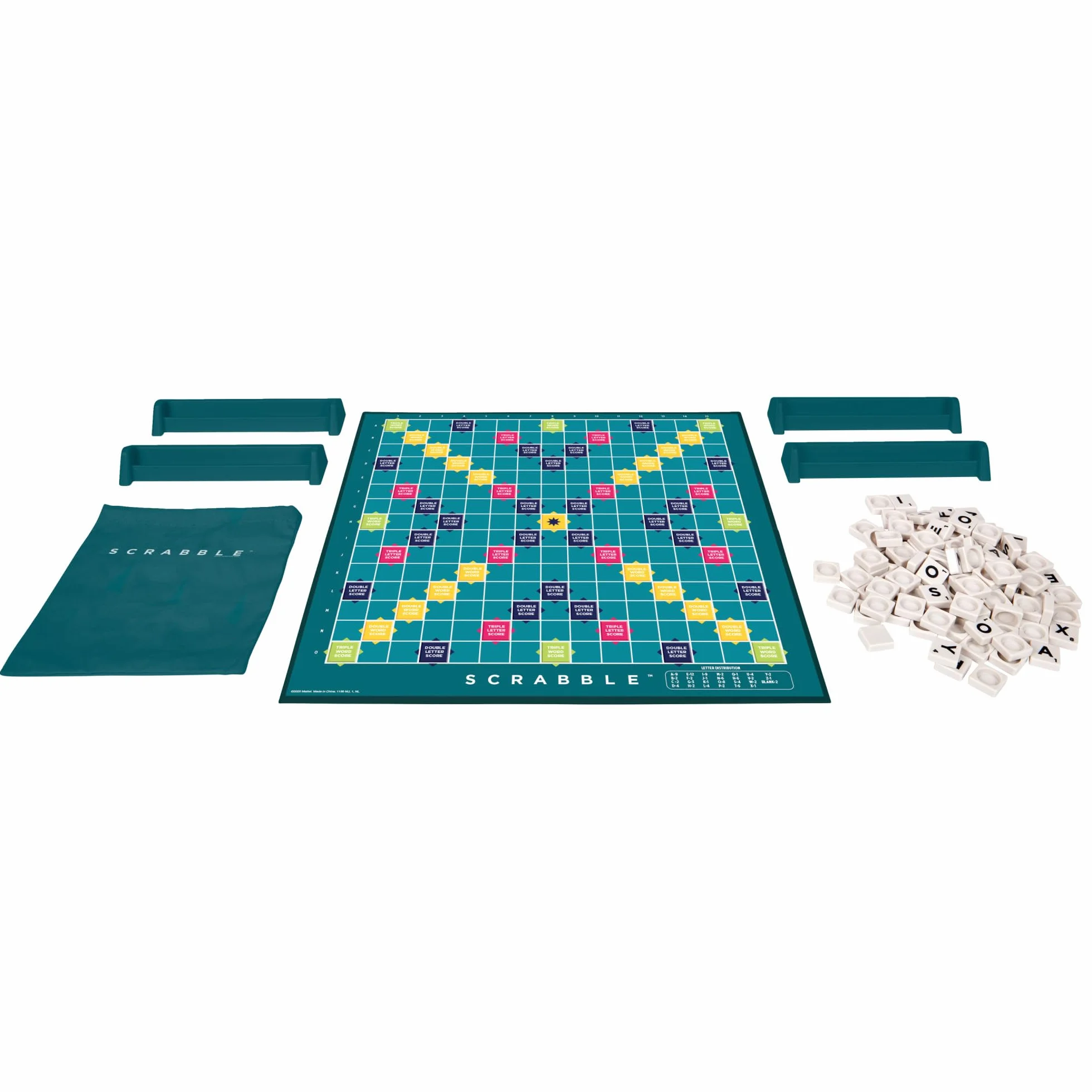 Scrabble Crossword - Classic Board Game - 100 Letter Tiles - 4 Racks - 1 Letter Bag - Instructions Included - for 2 to 4 Players - Gift For Kids 10 +, Y9592, Pack of 1