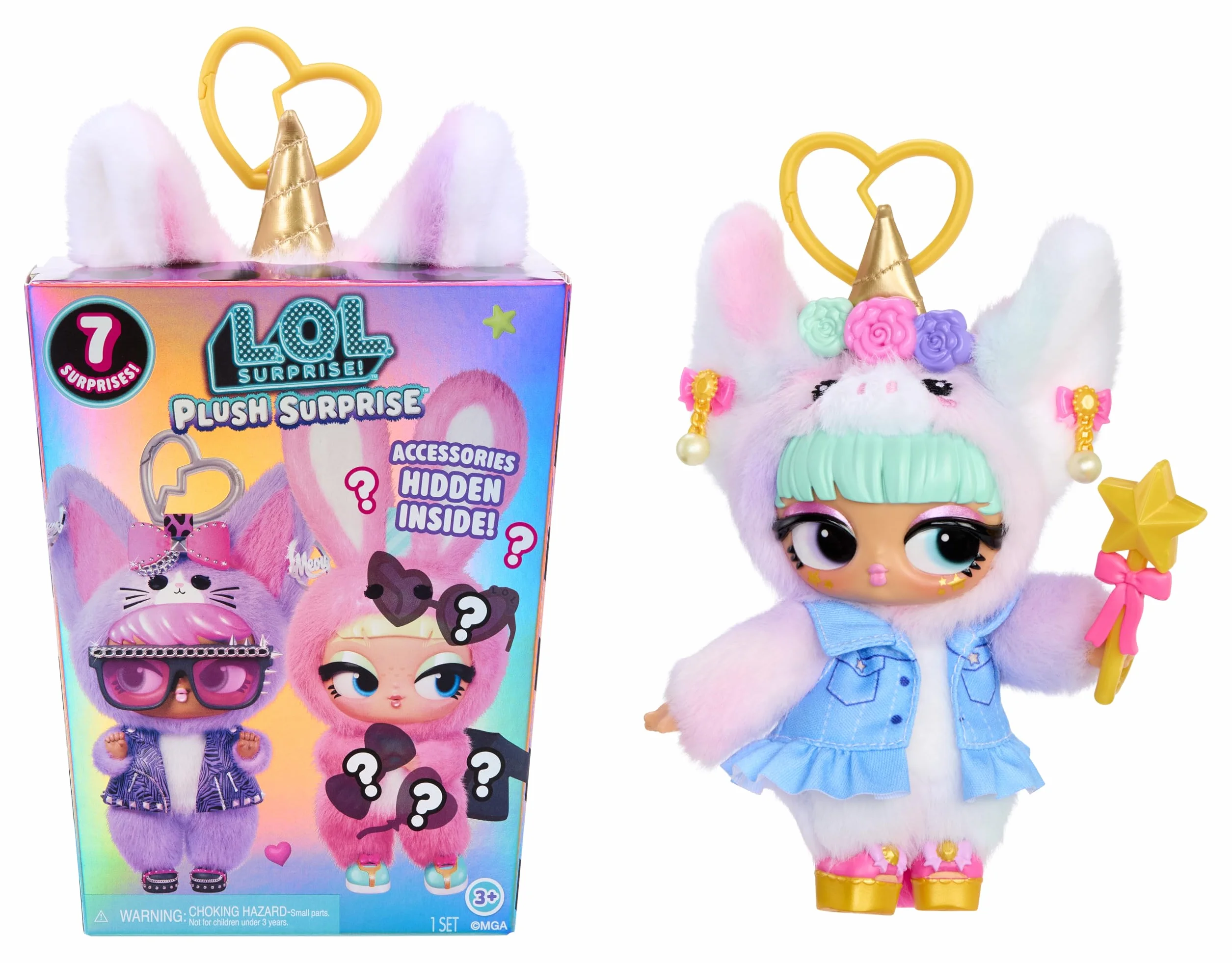 L.O.L. Surprise! Postać Plush Surprise — zestaw zawiera 7 elementów, kolekcjonerska pluszowa zabawka z breloczkiem, 6 wzorów do zebrania, odpowiednia dla dzieci od 4. roku życia