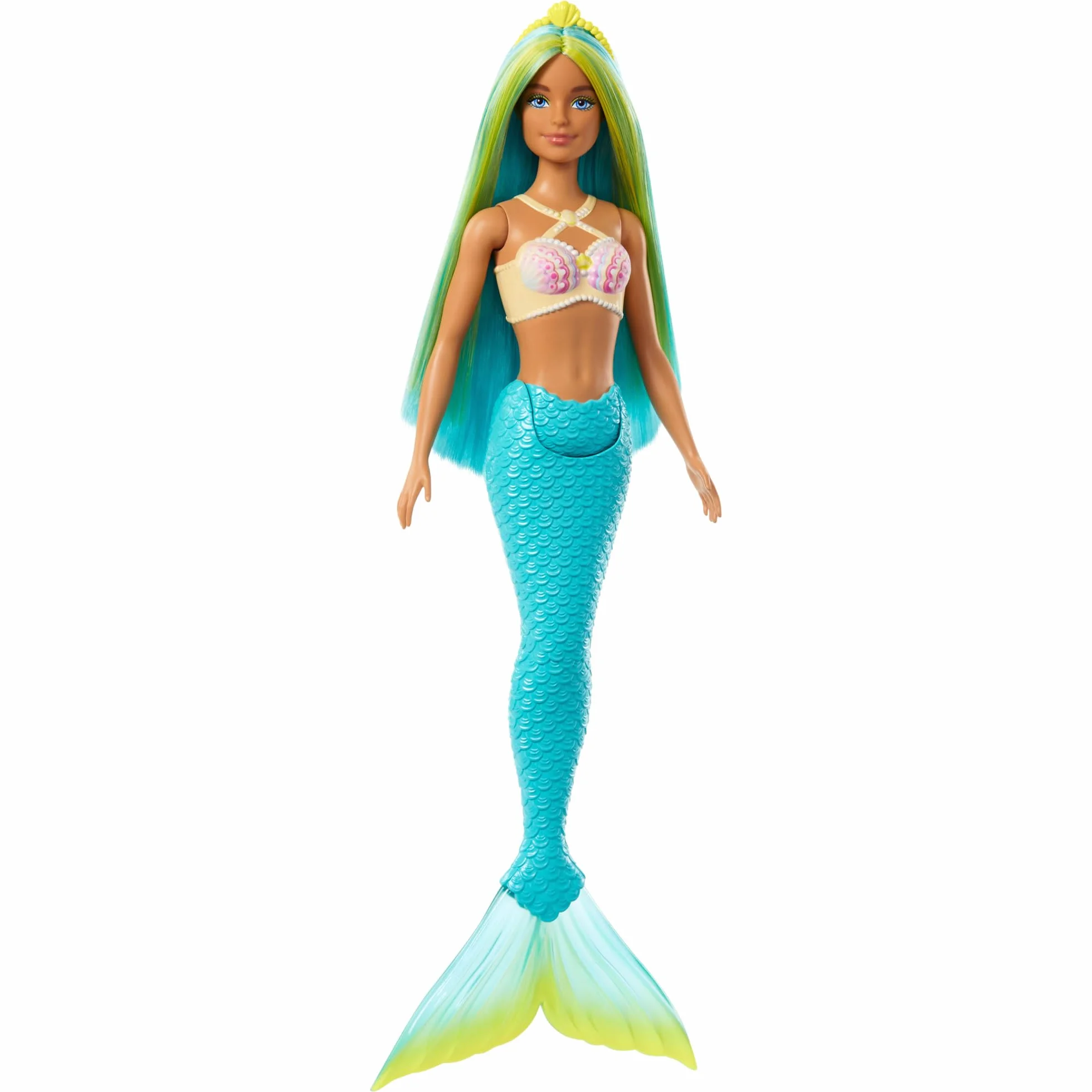 Barbie Mermaid Doll Fantasy Hair and Headband Shell Bodice Turquoise Tail Toy