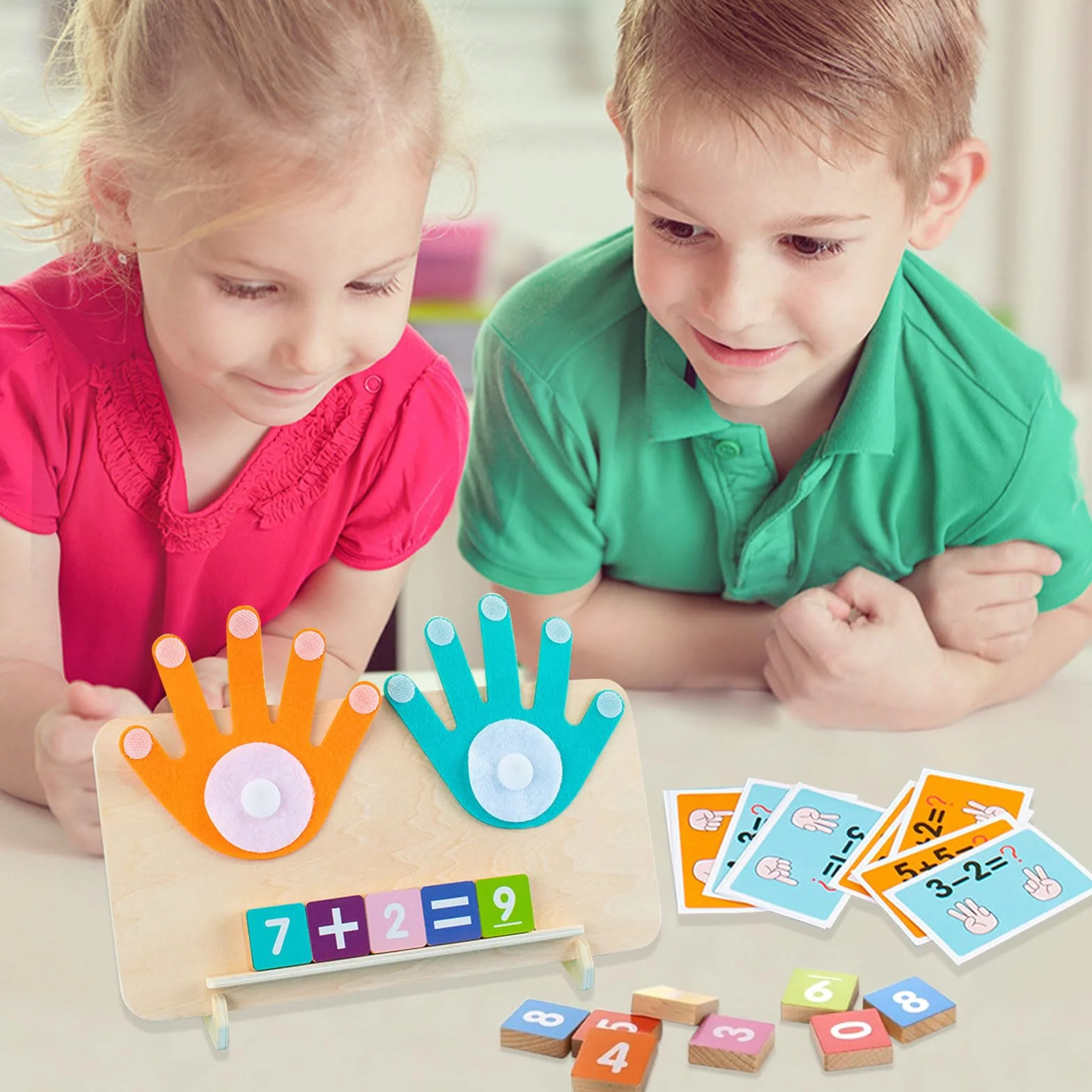 Drewniana zabawka matematyczna, nauka liczenia dla dzieci, zabawka matematyczna, zabawka edukacyjna dla dzieci w wieku 3, 4, 5 lat, dla chłopców i dziewczynek, prezent na Boże Narodzenie