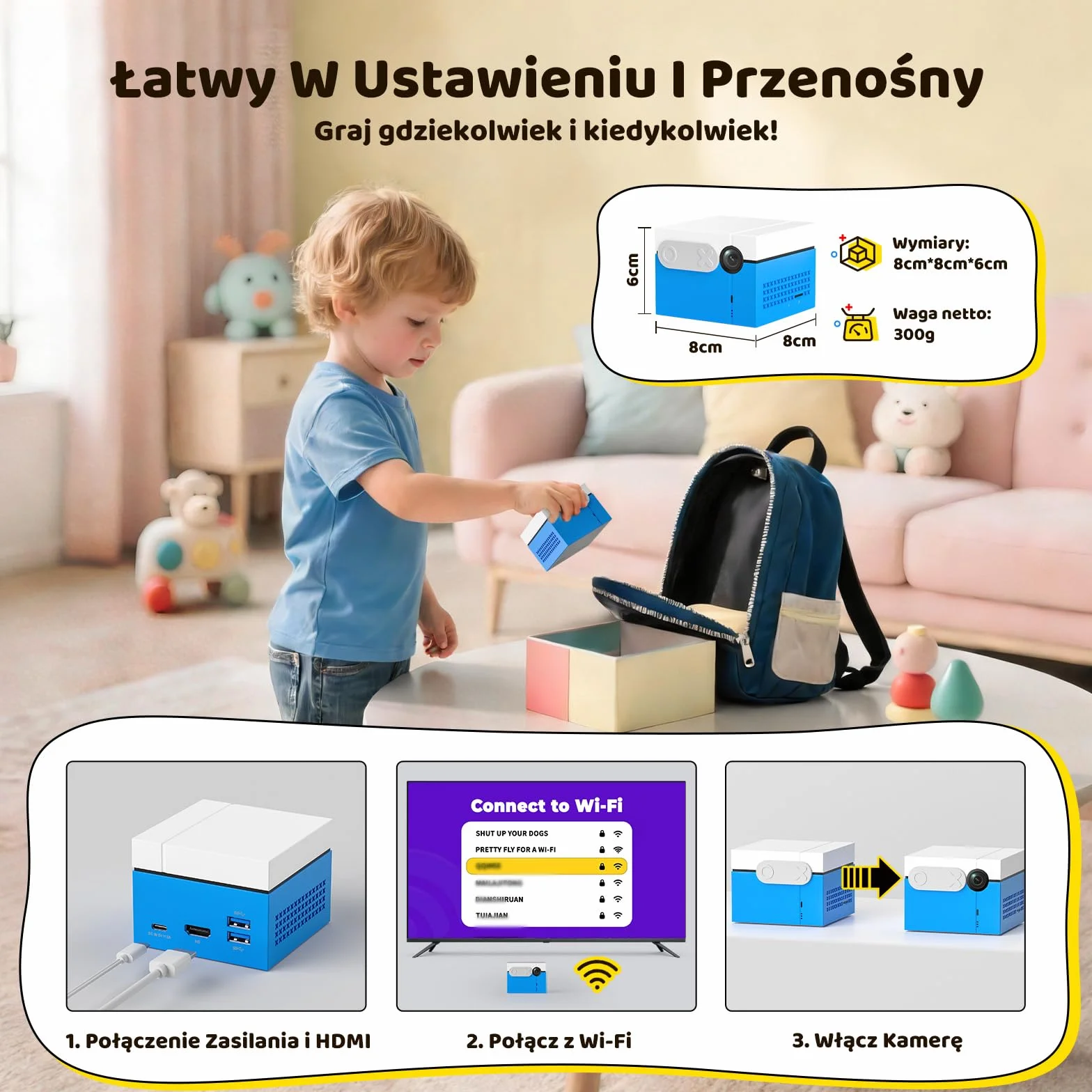 KINHANK MotionX Konsole do gier z wykrywaniem ruchu, system gier wideo typu plug&play dla interaktywnego rodzica i dziecka, bez abonamentu i kontrolera, zabawka prezent dla chłopców i dziewcząt od 3