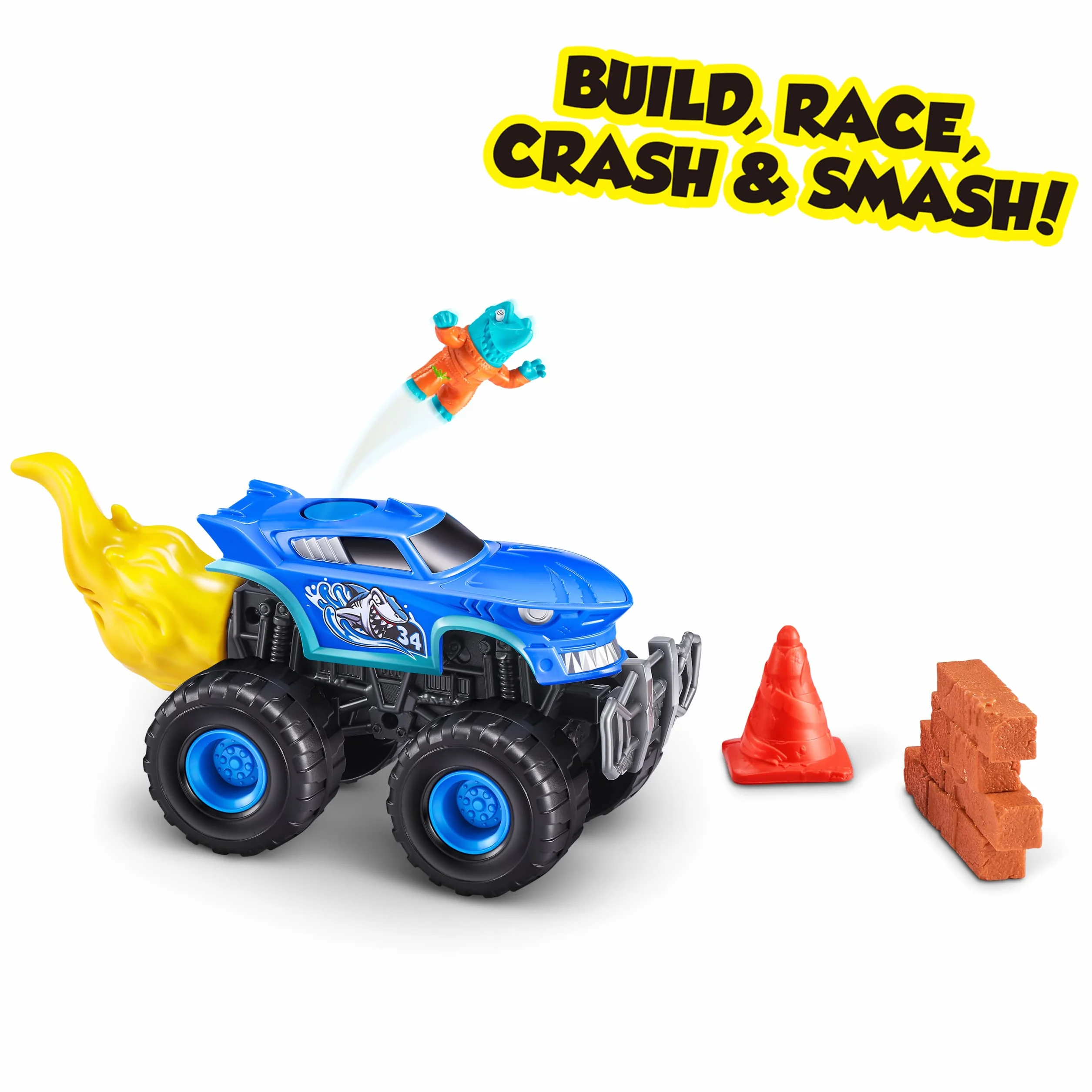 Smashers Monster Truck Surprise od ZURU, Shark Speedster, Boys, z 25 niespodziankami, kolekcjonerskie odkrycie niespodzianki Monster Truck (Shark Speedster)