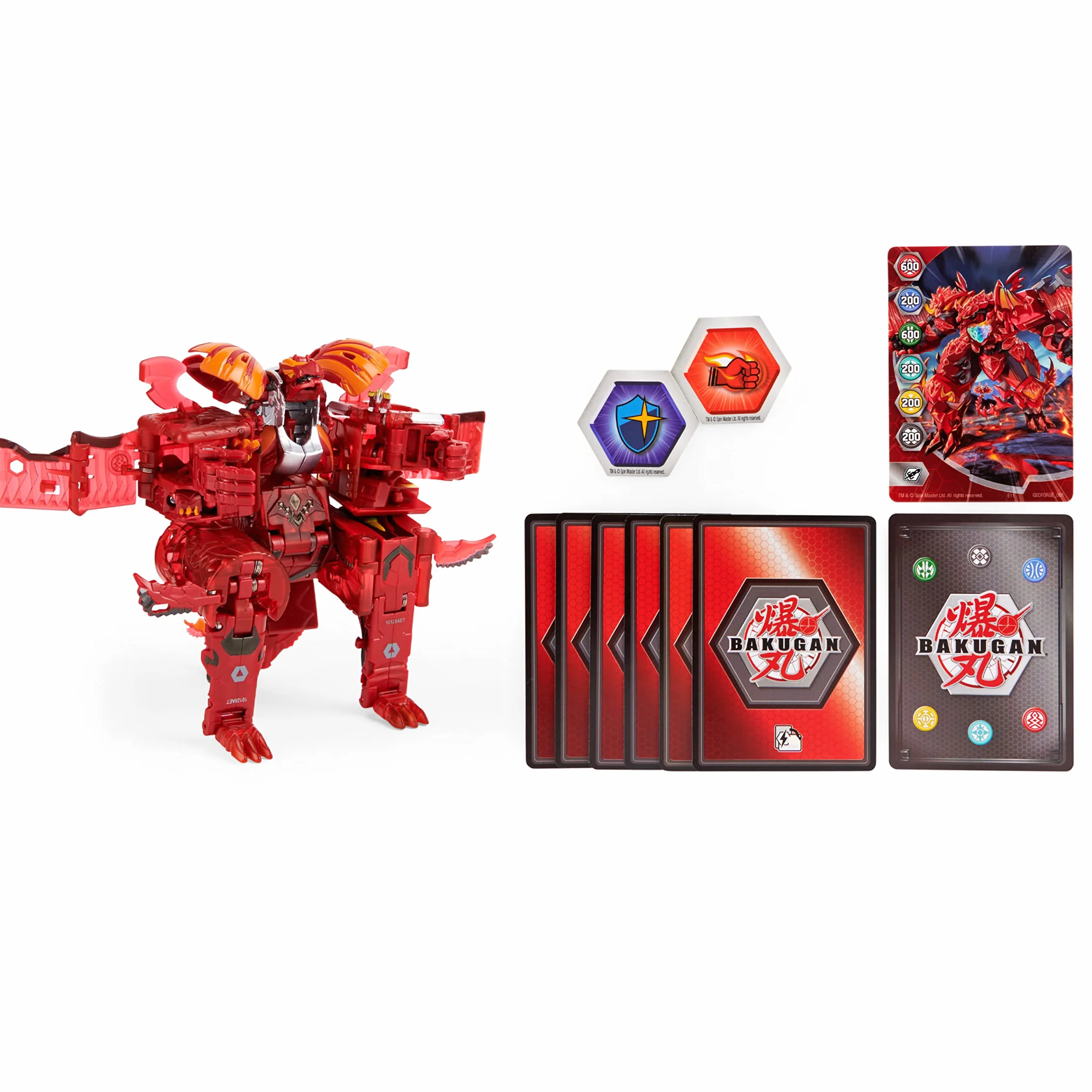 BAKUGAN Geoforge Dragonoid, figurka kolekcjonerska z 6 geoganami i 1 ekskluzywnym metalowym smokiem Bakugan