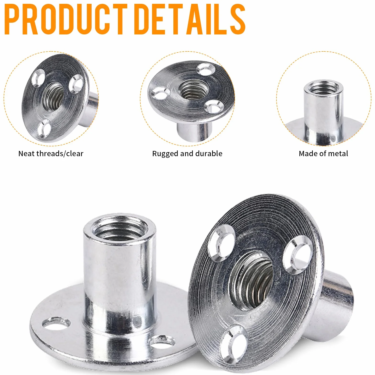 20 sztuk nakrętek M8, nakrętki kołnierzowe do mocowania mebli łączących (M8 x 37 x 2,5 mm)
