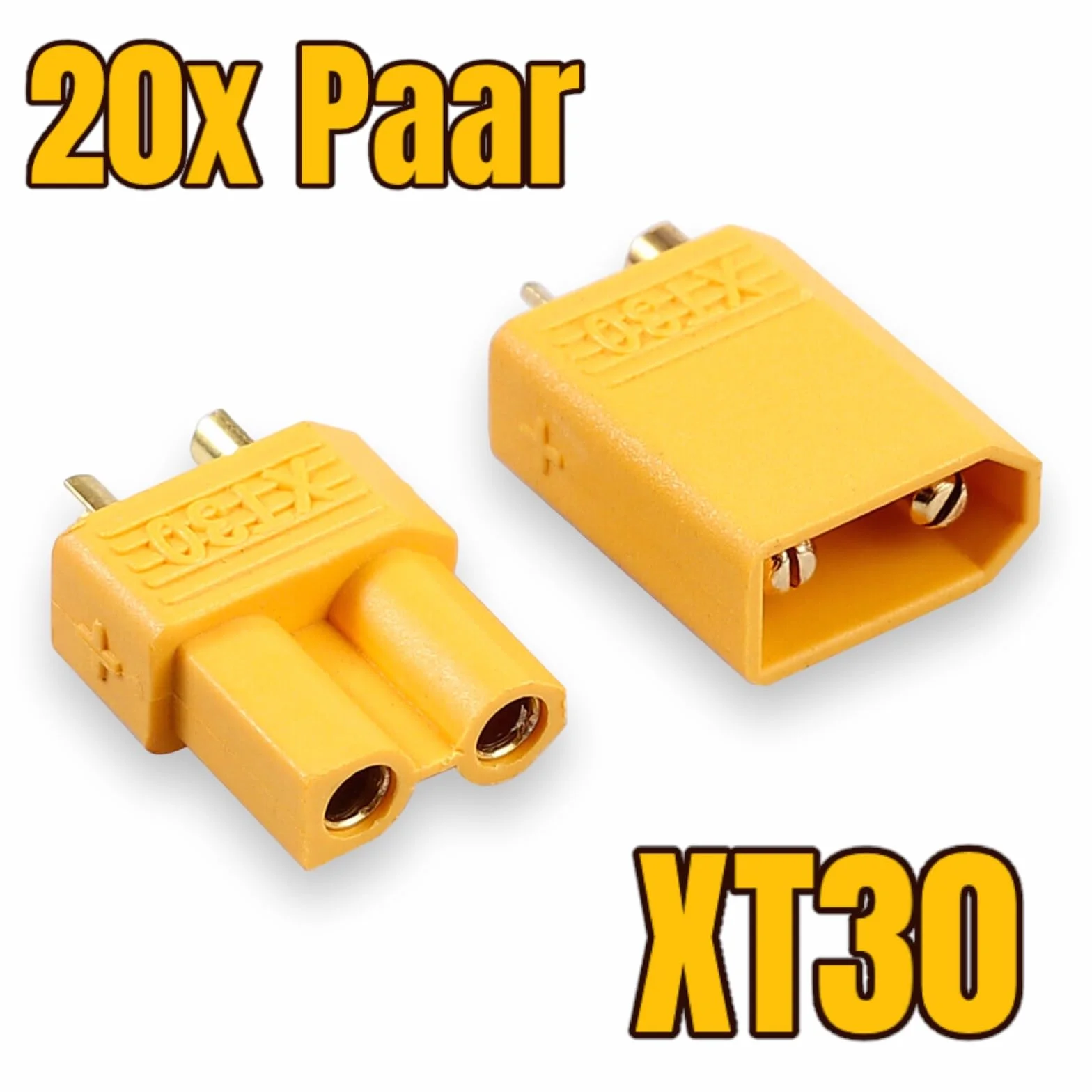 20 par (40 sztuk) Premium Original XT30 złota wtyczka gniazdo męskie żeńskie 2pin zabezpieczenie przed odwrotną polaryzacją wysokiego prądu do akumulatora Lipo 30A XT 30 od Mr. Stecker Modellbau