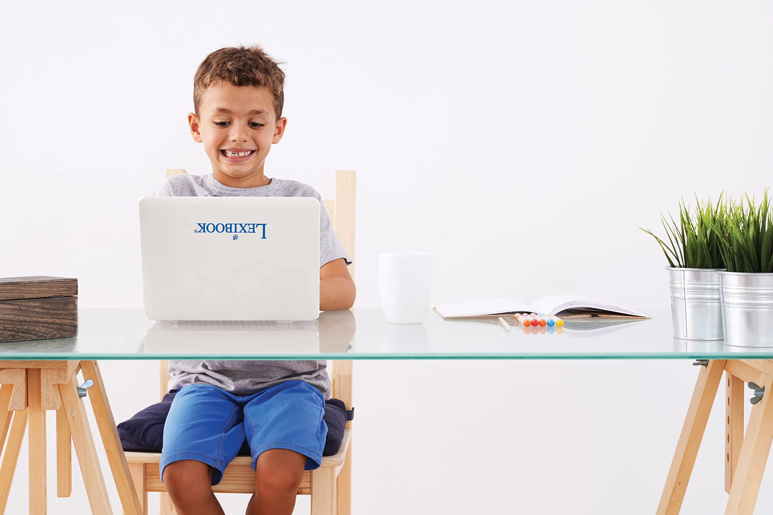 LEXIBOOK JC598i3 Dwujęzyczny Laptop Edukacyjny 124 Aktywności Niemiecki Angielski Niebieski Biały