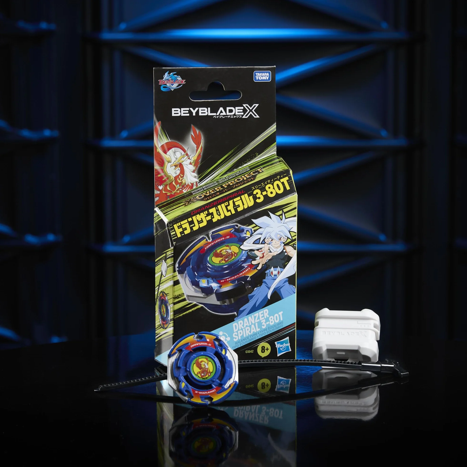 Pakiet startowy Beyblade X X-Over Project Dranzer Spiral 3-80T z bączkiem i wyrzutnią