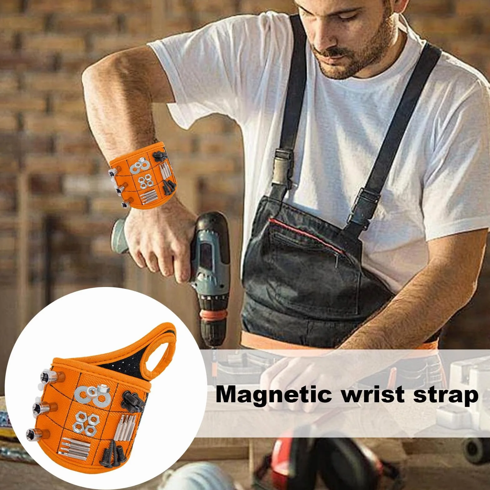 Opaska magnetyczna | nadgarstek podtrzymujący z silnymi magnesami, fajny gadżet dla mechanika, majsterkowicza, budownictwa, elektryka, mężczyzn