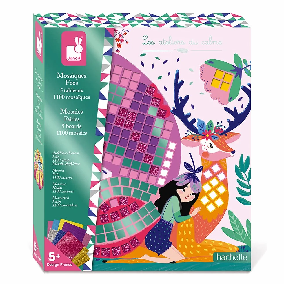 Janod - Fairies Foam Mosaics Box - Les Ateliers du Calme - kreatywny zestaw rekreacyjny dla dzieci - motoryka precyzyjna i nauka koncentracji - od 5 lat, J07960