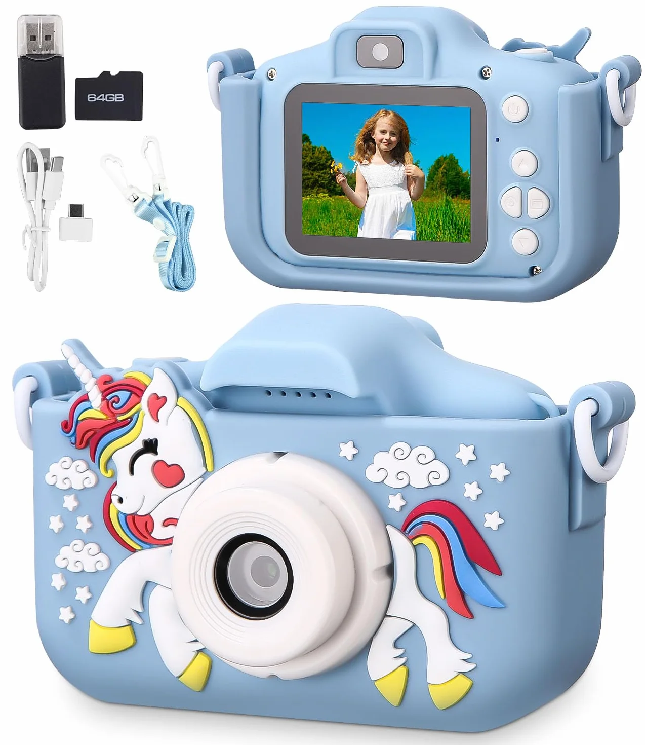 Azyvum Aparat dla dzieci 1080p 64GB 2,0" IPS kamera cyfrowa selfie