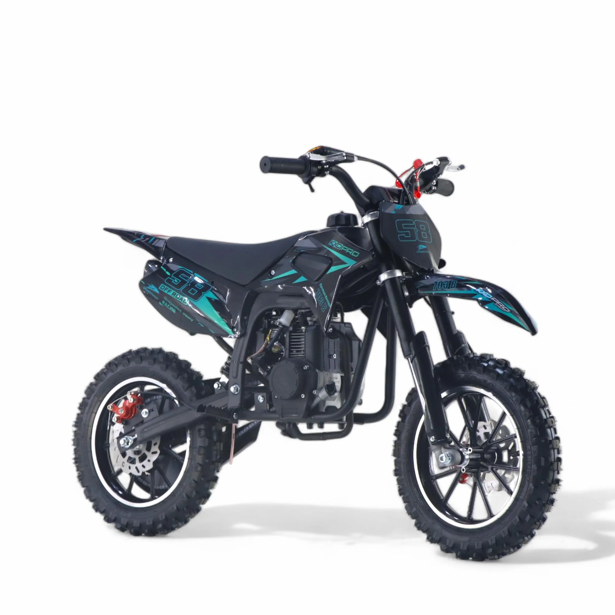 KXD 701A/706A/708A/703A /705 49 cm³ 2/4-suwowy Dirtbike Pocket Dirtbike Motocrossbike Motocross Motorrad Cross 49 cm³ silnik dirt bike Pocketbike (turkusowy, KXD 703B 4-suwowy 49 cm³ PullStarter