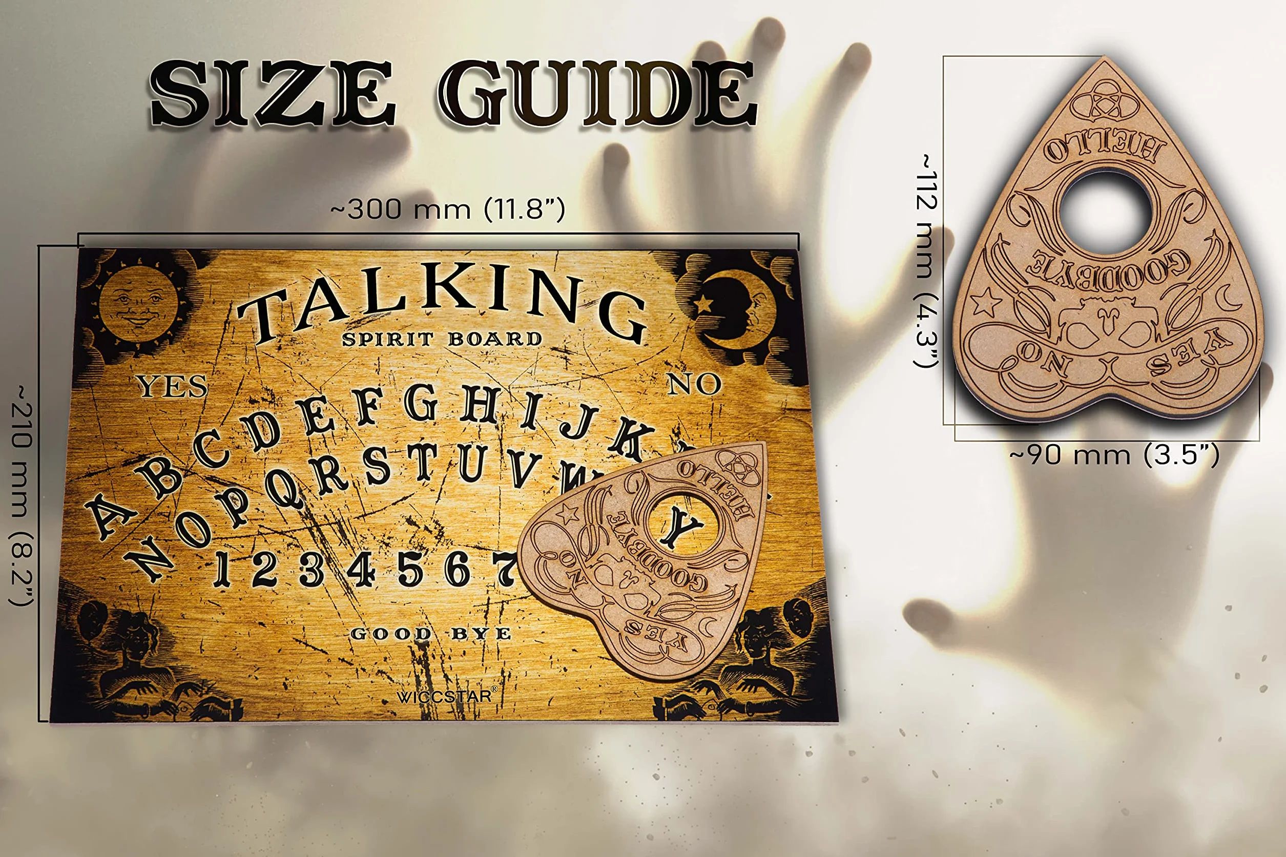 Drewniana deska Ouija – deska czarownicy ze szczegółową instrukcją (może nie być dostępna w języku polskim)