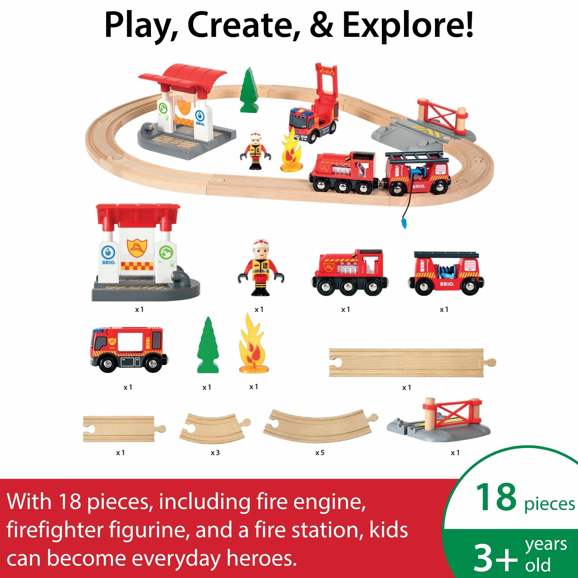 BRIO World - Bahn Feuerwehr Set