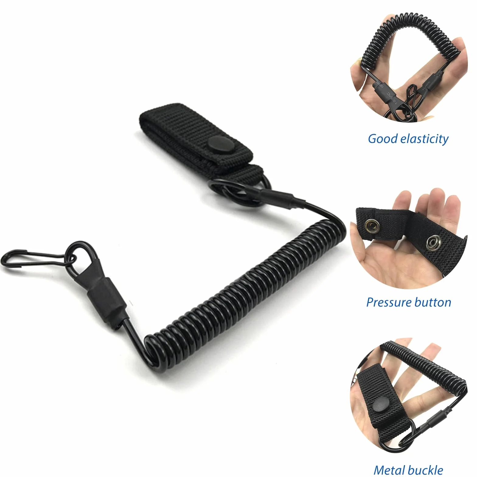 Paracord Tactical Lanyard – elastyczny kabel spiralny z karabińczykiem, spiralny kabel, breloczek do kluczy, elastyczny, karabińczyk do breloka, na kemping, wędrówki, wspinaczkę, wędkowanie na świeżym