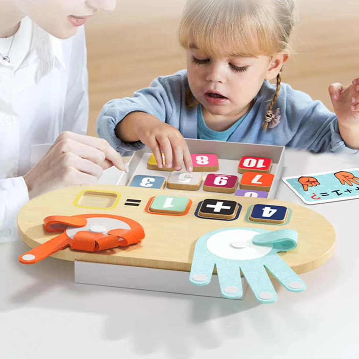 TOP BRIGHT Drewniana zabawka matematyczna do nauki liczenia dla dzieci, zabawka edukacyjna, zabawka edukacyjna dla dzieci w wieku 3, 4, 5 lat, dla chłopców i dziewczynek, prezent
