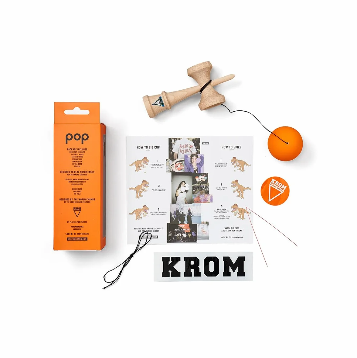 Zabawka KROM Kendama - Pomarańczowy POP - Zwiększone zdolności poznawcze - Poprawia równowagę, refleksy i kreatywność - zaprojektowany przez profesjonalistów dla początkujących i ekspertów.