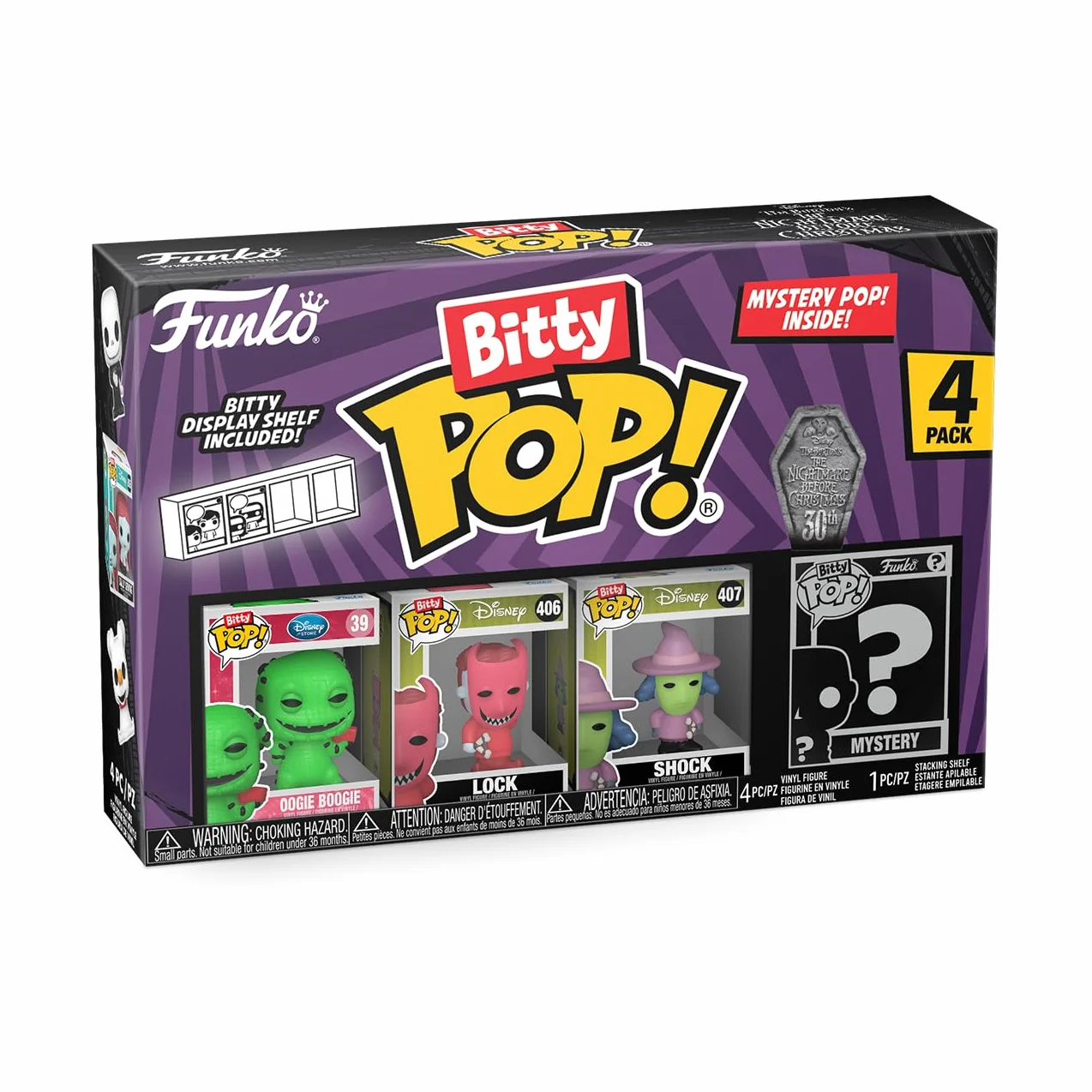 Funko Bitty POP! the Nightmare Before Christmas - Oogie Boogie 4PKand A Surprise Mystery Mini Figure - 0,9 cala (2,2 cm) - Disney: the Nightmare Before Christmas Collectable - Pomysł na prezent